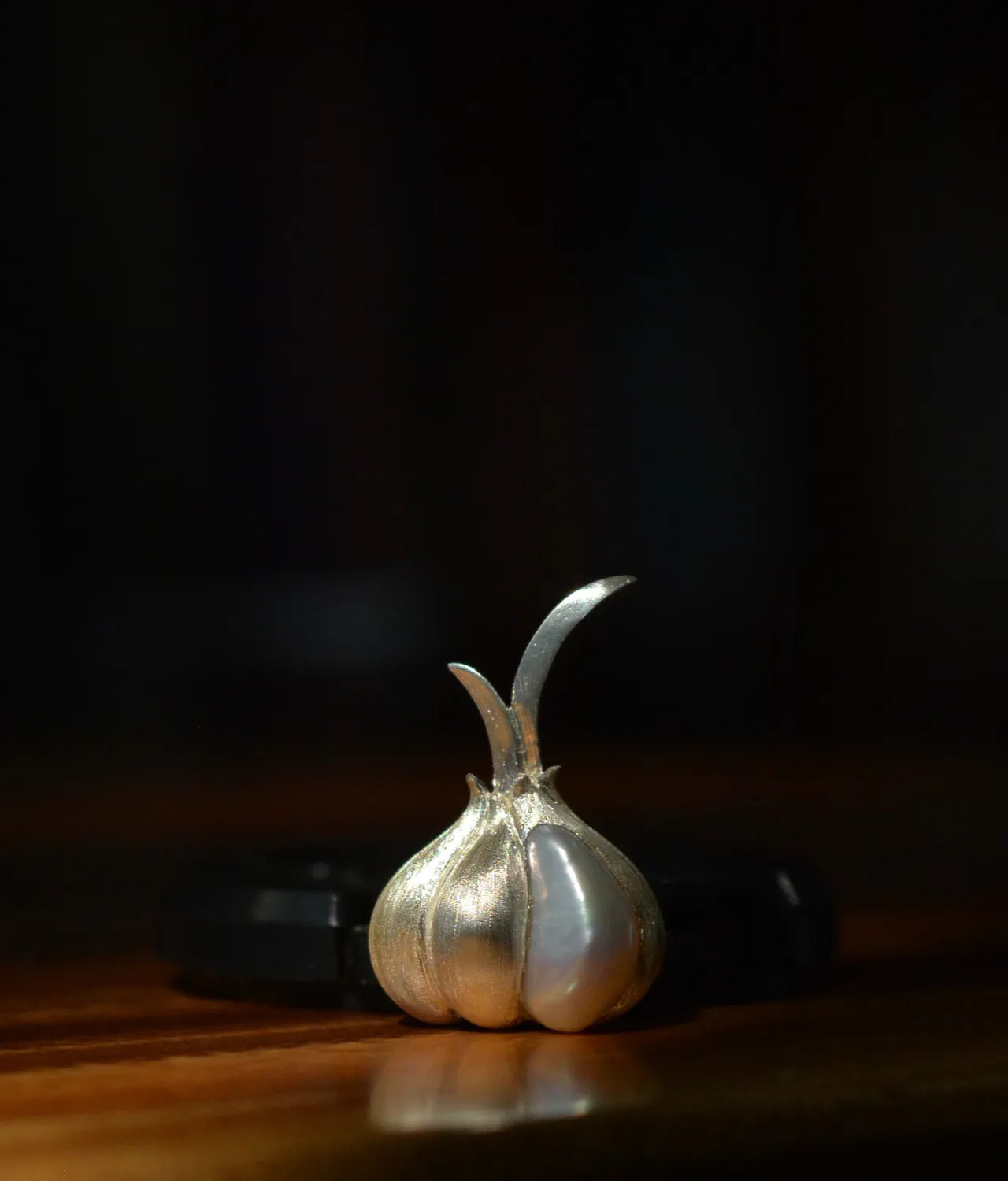 Sterling Silver White Freshwater Baroque Pearl Garlic Brooch, Pendant(one of a kind piece in the world)