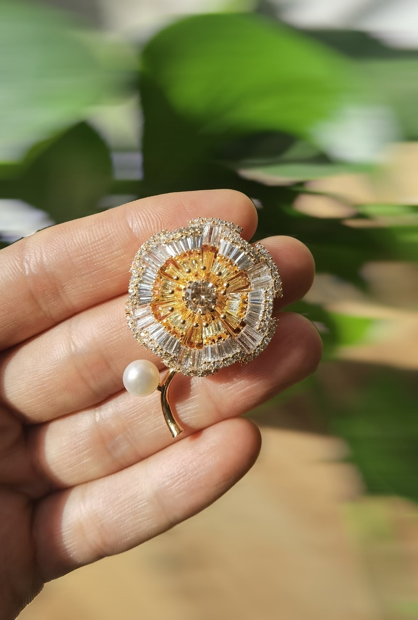Freshwater Pearl Dandelion brooch Pendant