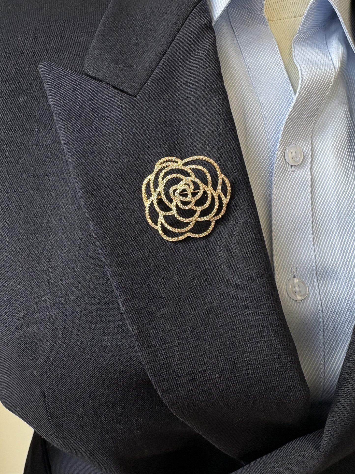 Silver/Gold/Rose gold diamond camellia brooch Pendant
