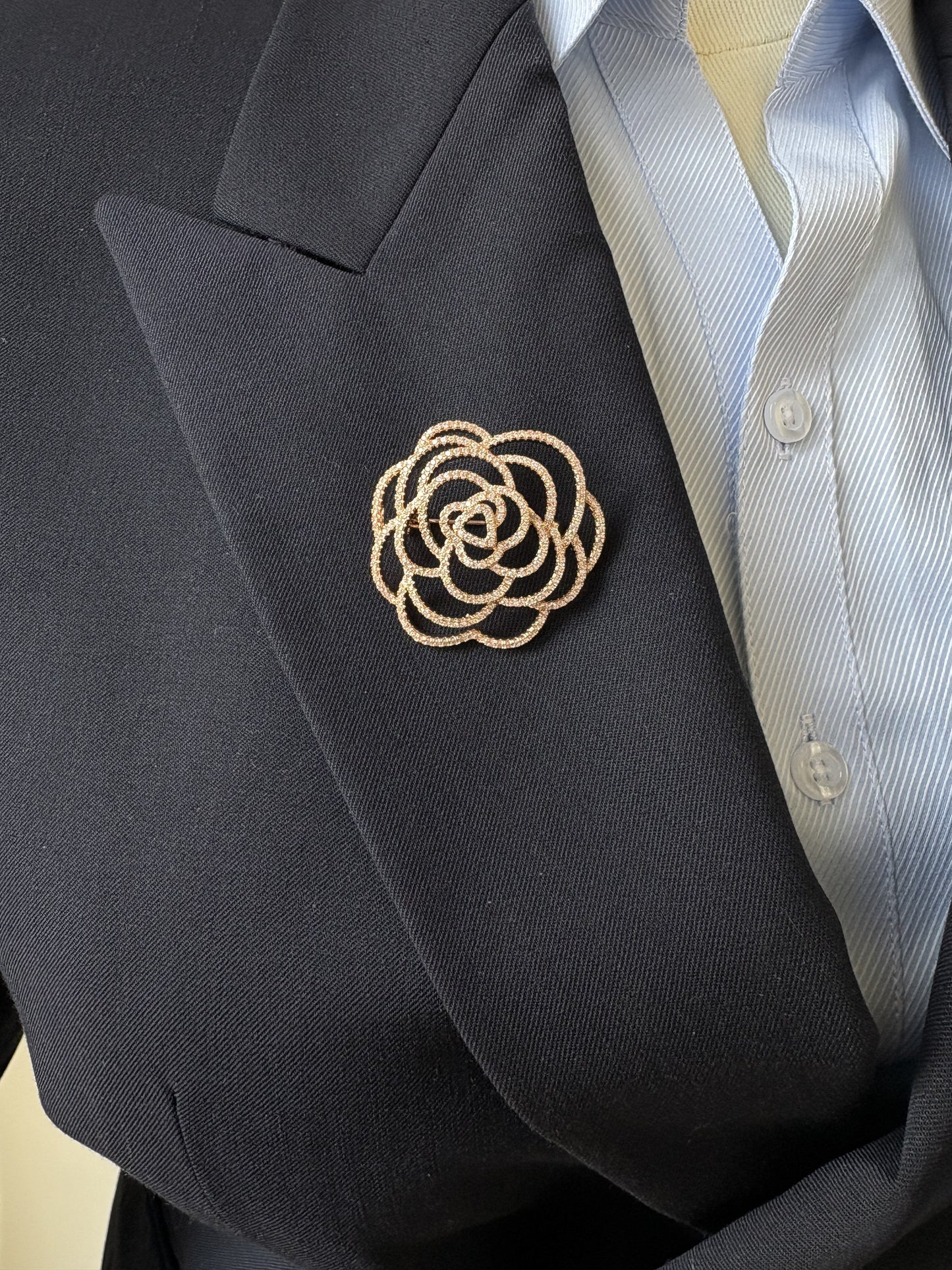 Silver/Gold/Rose gold diamond camellia brooch Pendant