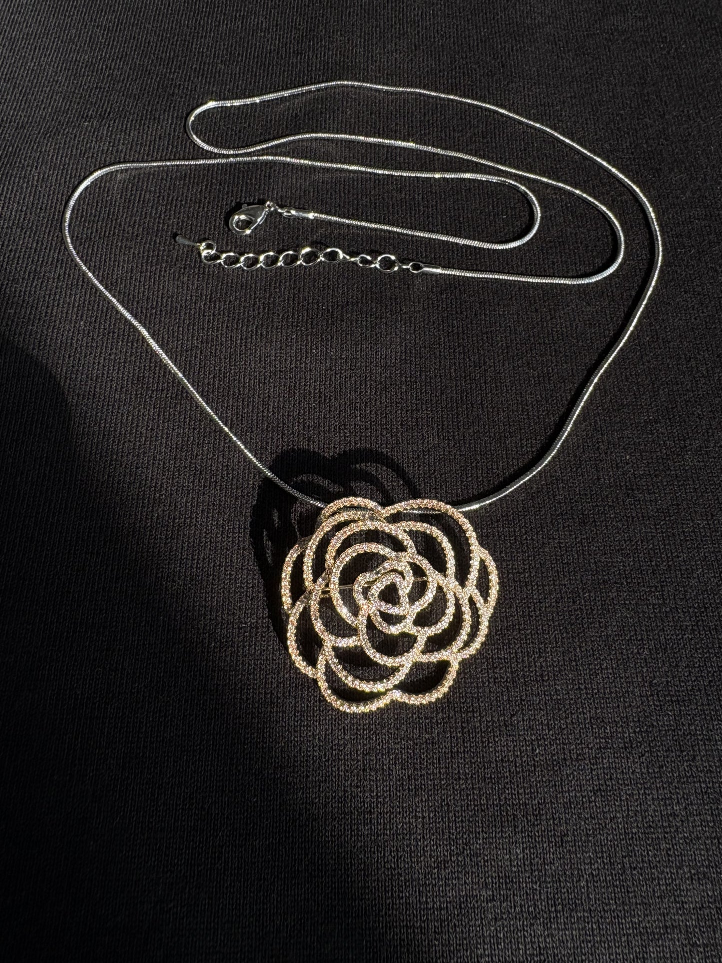 Silver/Gold/Rose gold diamond camellia brooch Pendant
