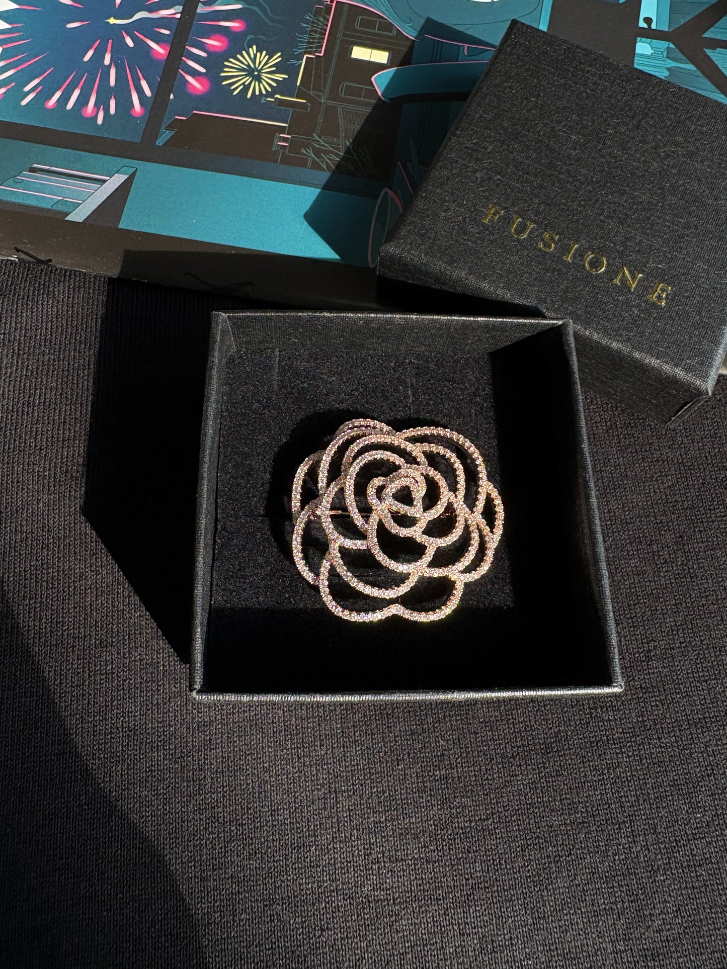 Silver/Gold/Rose gold diamond camellia brooch Pendant