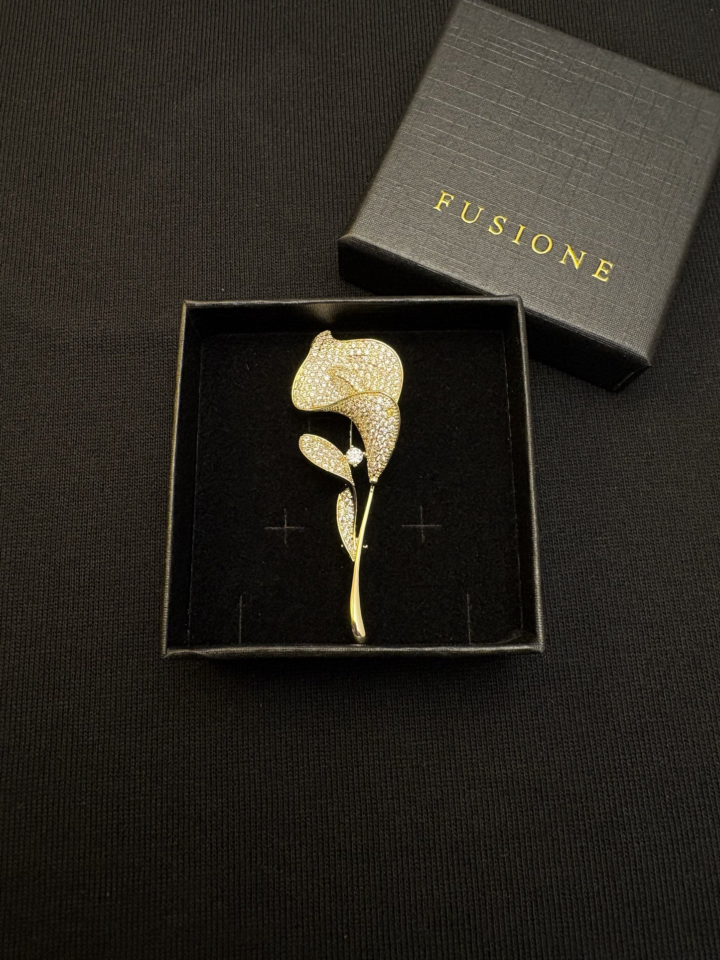 Diamond Gold/Silver Tulip Brooch Pendant