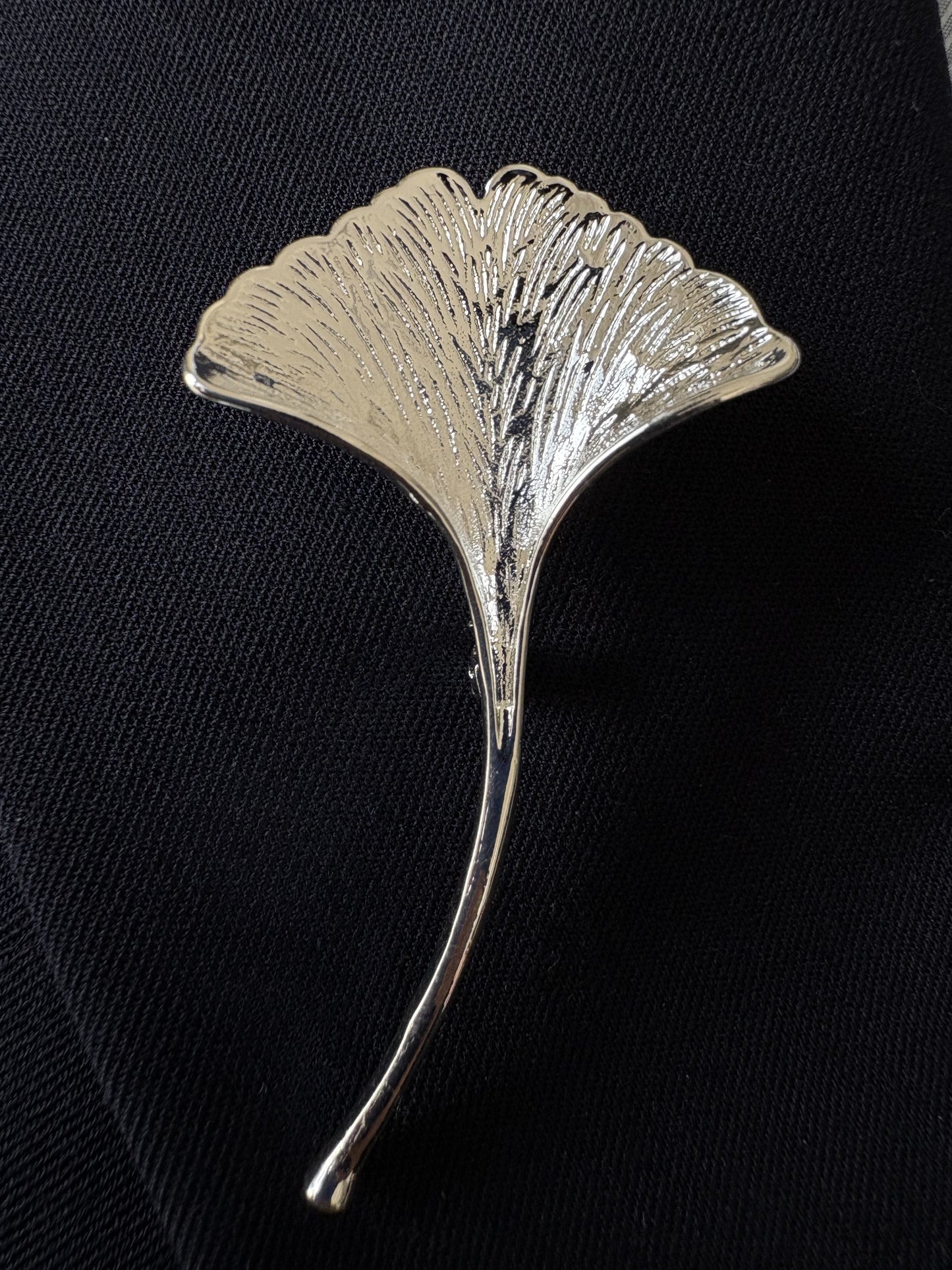 Gold/Silver ginkgo brooch pendant