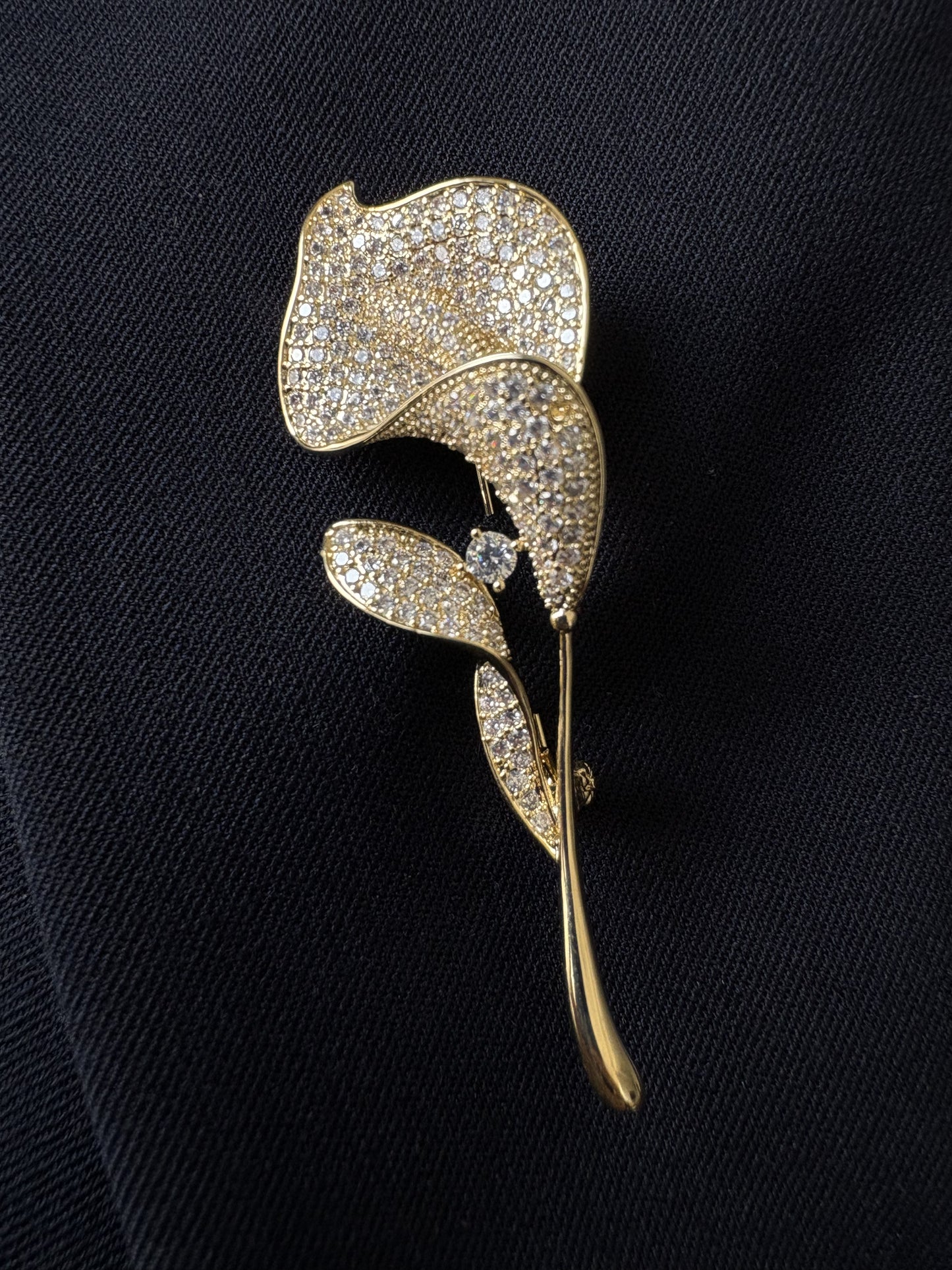 Diamond Gold/Silver Tulip Brooch Pendant