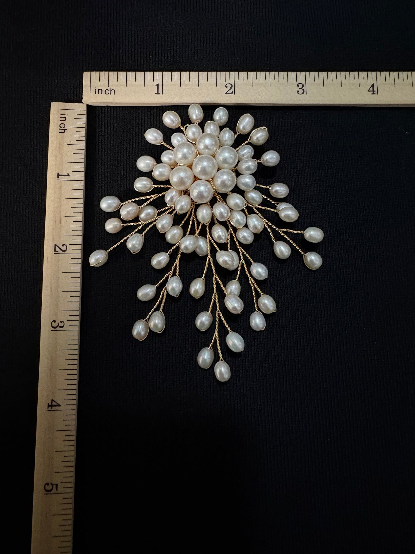 White Freshwater Pearl Silver/Gold Wire Brooch Pendant