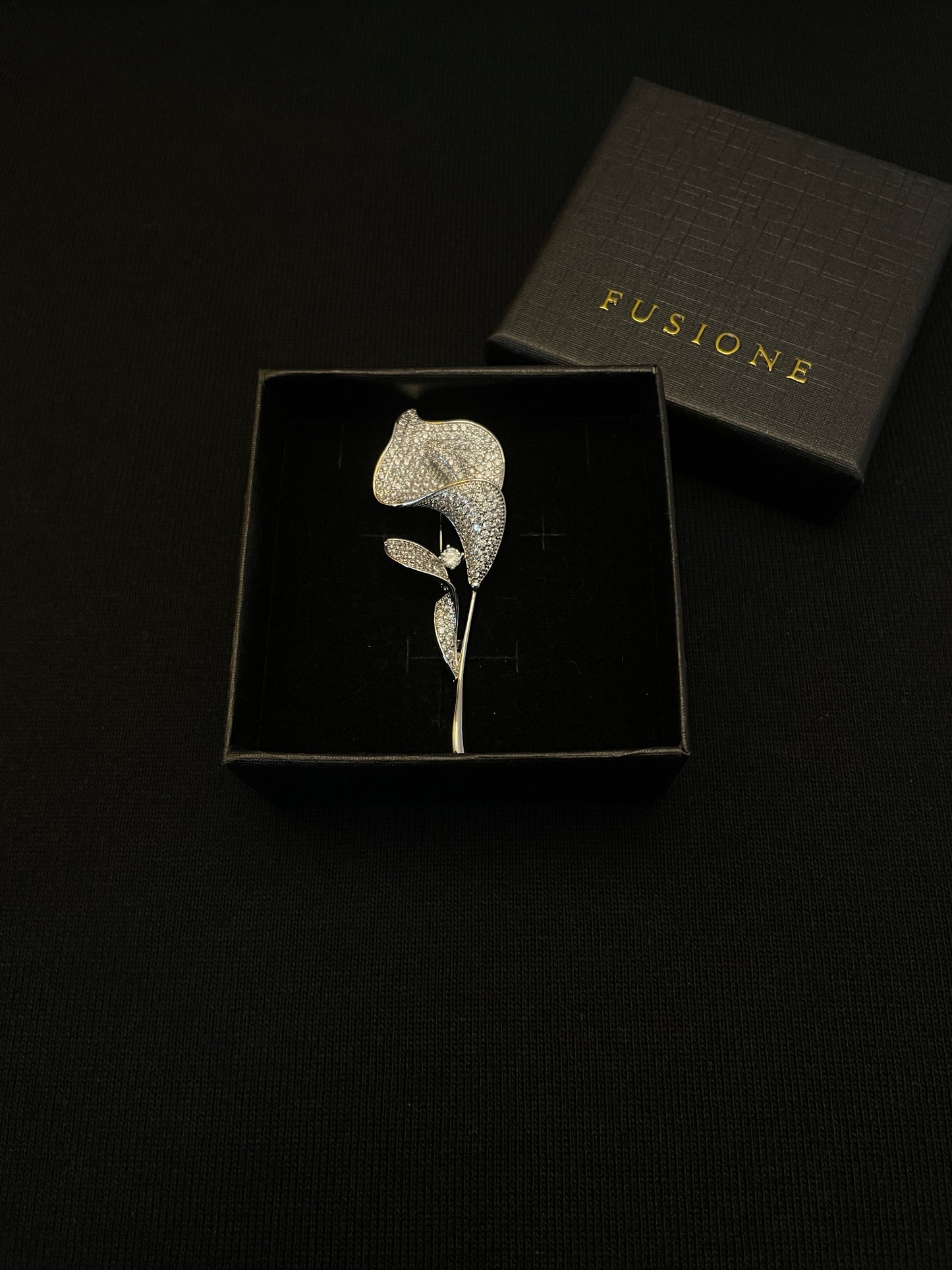 Diamond Gold/Silver Tulip Brooch Pendant