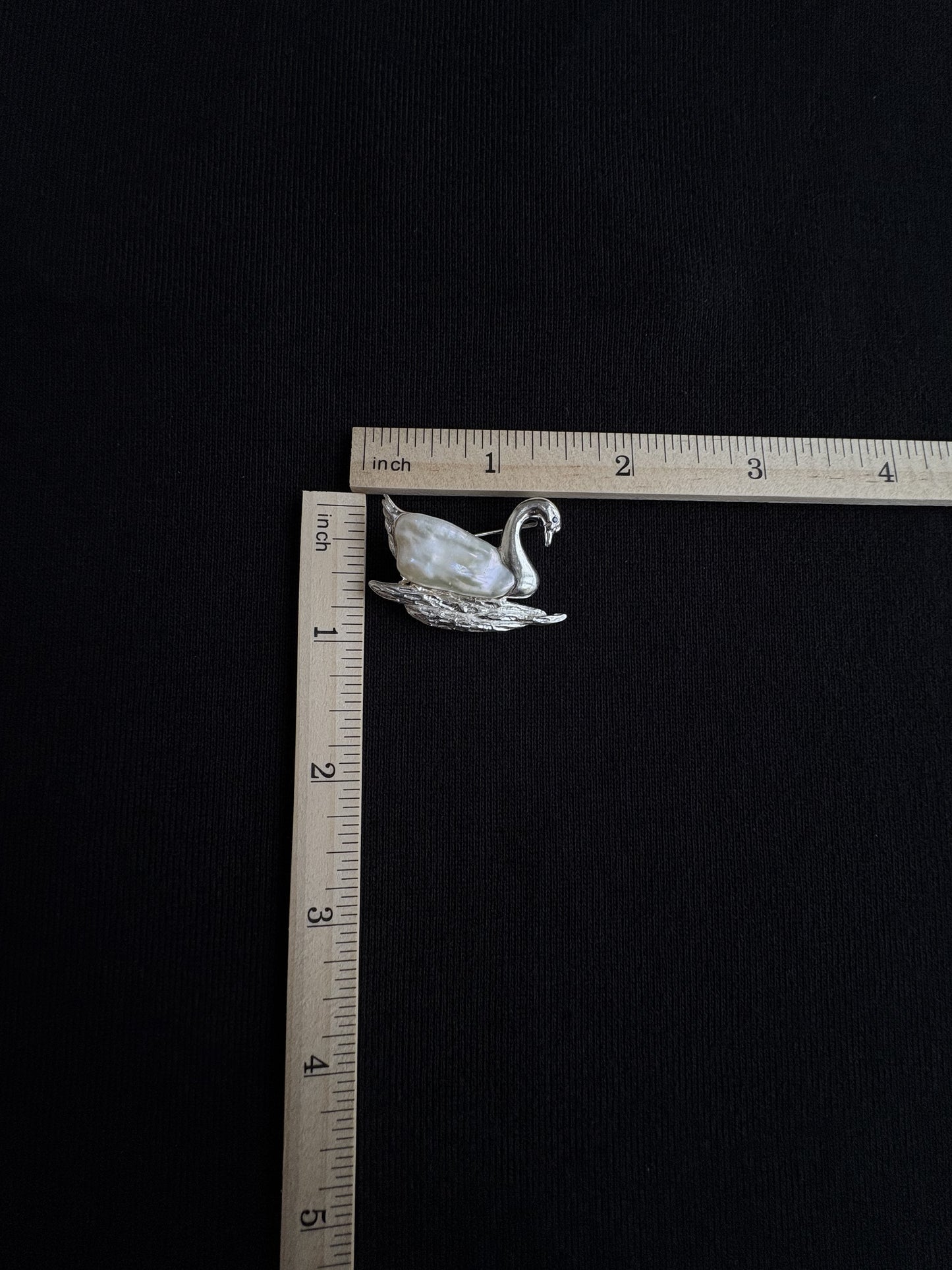 S925 Silver White Baroque Pearl Sri Lankan Sapphire Swan Brooch, Pendant