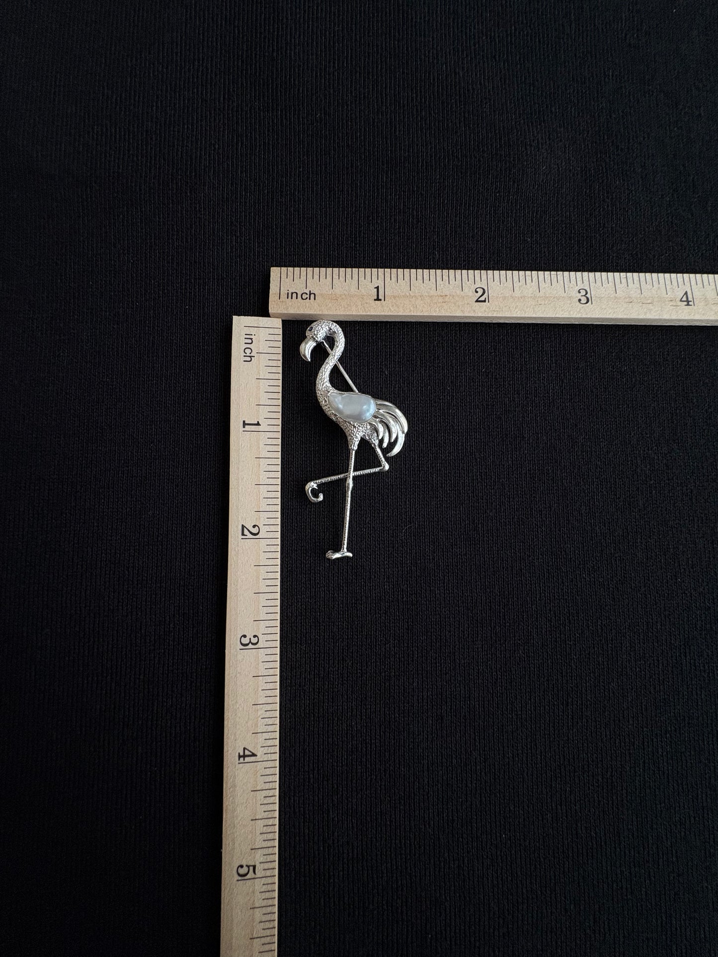 Sterling Silver White Baroque Pearl Sri Lankan Sapphire Flamingo Brooch, Pendant