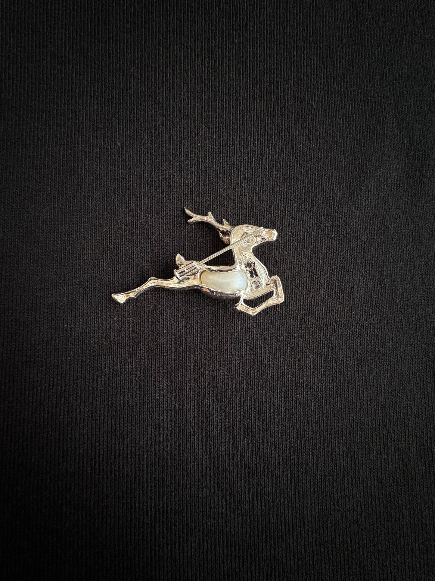 S925 Silver White Baroque Pearl Sri Lankan Sapphire Reindeer Deer Brooch, Pendant