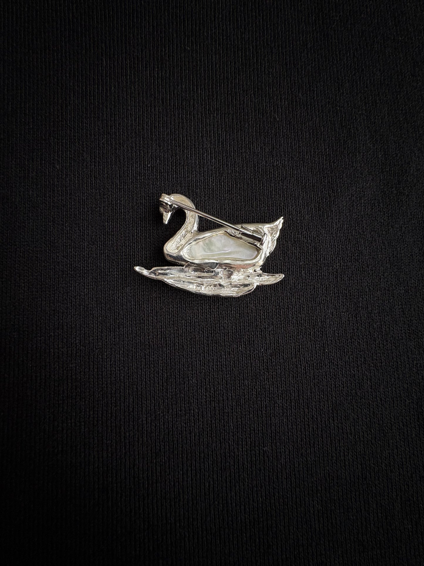 S925 Silver White Baroque Pearl Sri Lankan Sapphire Swan Brooch, Pendant