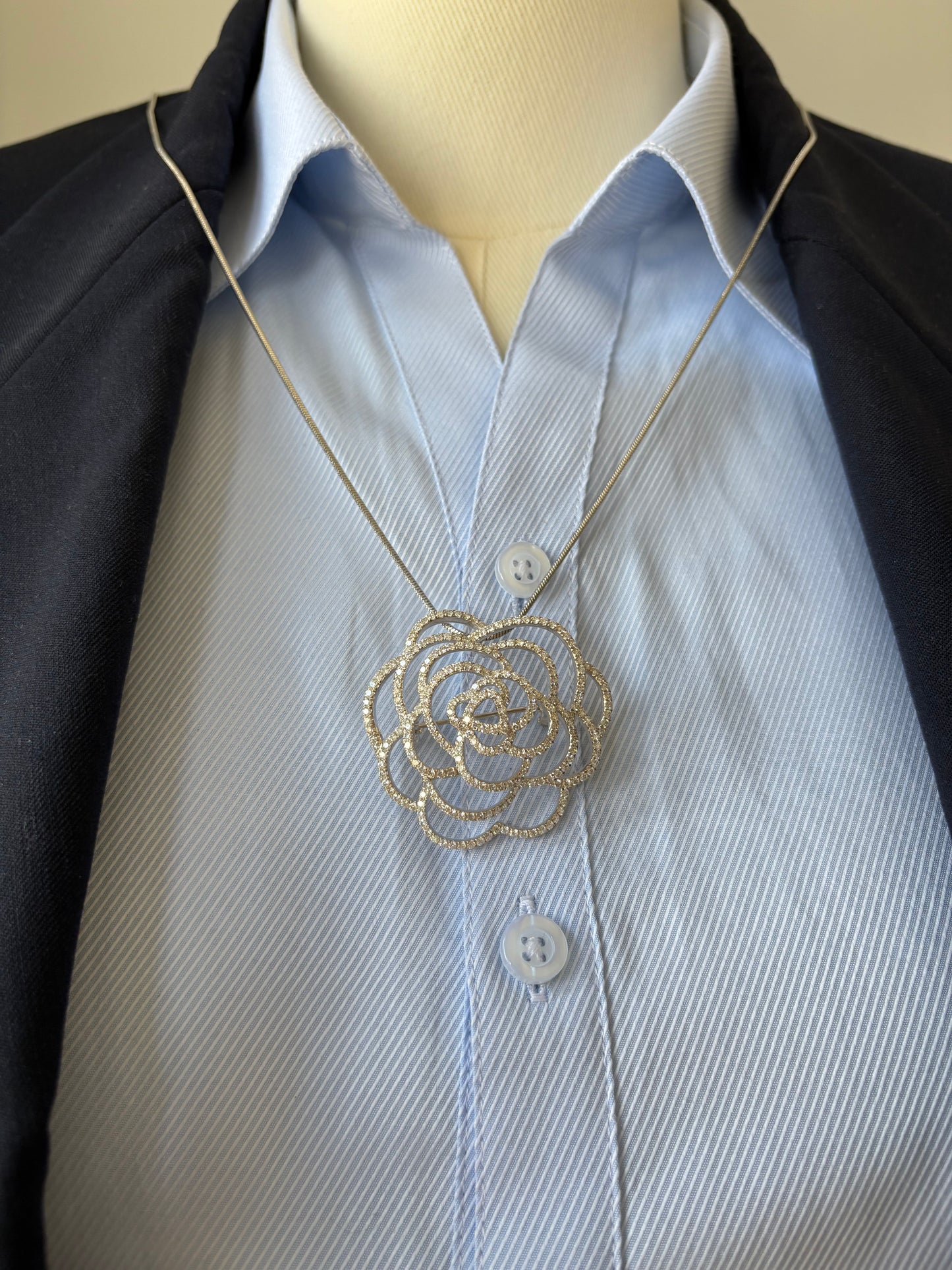 5.0 carats lab grown diamond s925 silver camellia brooch Pendant