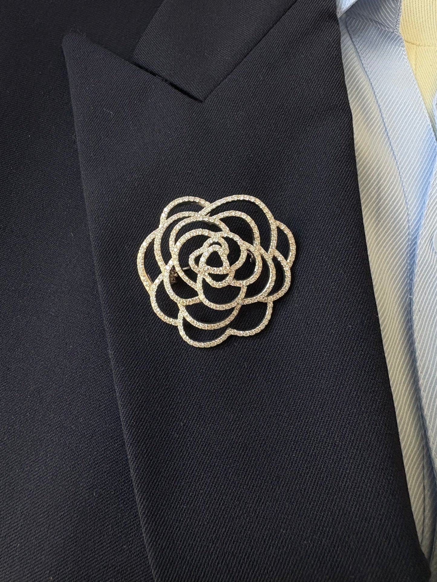 5.0 carats lab grown diamond s925 silver camellia brooch Pendant