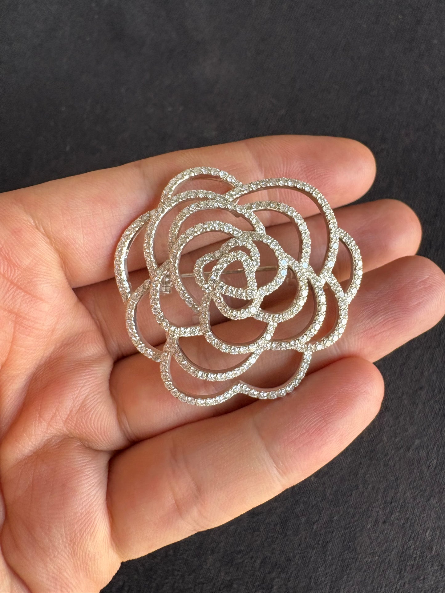5.0 carats lab grown diamond s925 silver camellia brooch Pendant