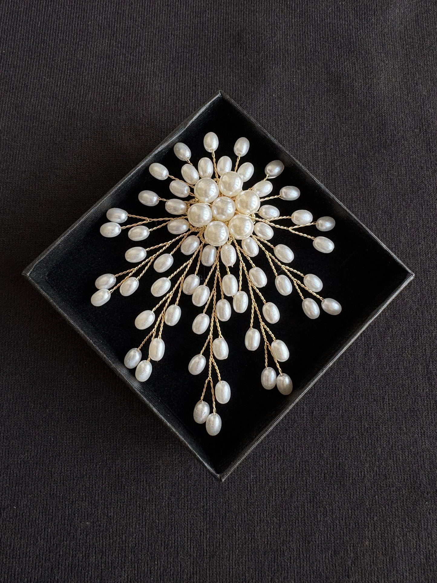 White/Purple Artificial Pearl Flower Brooch