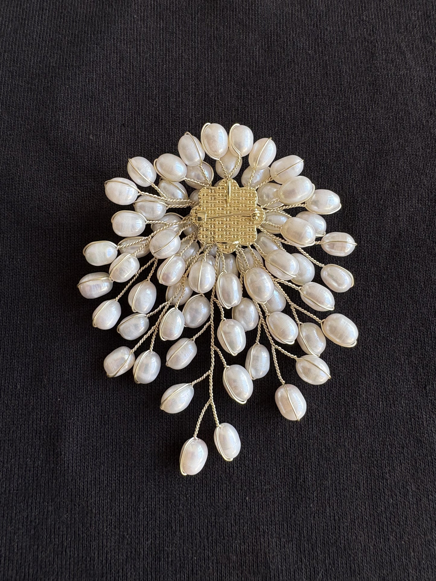 White Freshwater Pearl Flower Brooch Pendant