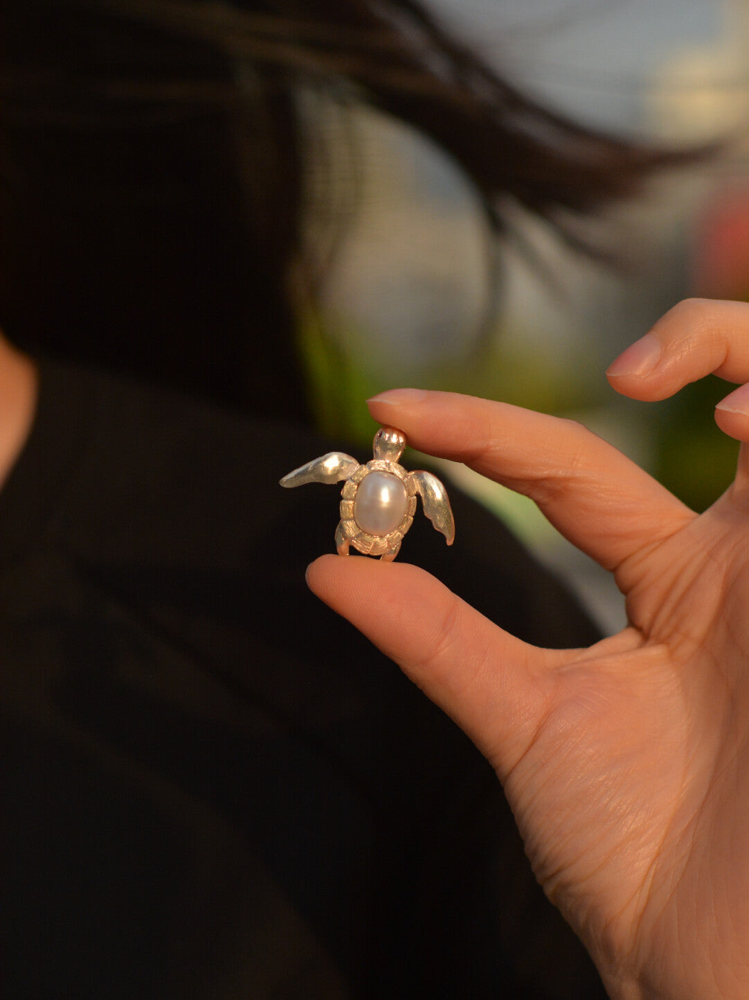 Sterling Silver White Freshwater Baroque Pearl Mozambique Ruby Turtle Brooch, Pendant(one of a kind piece in the world)