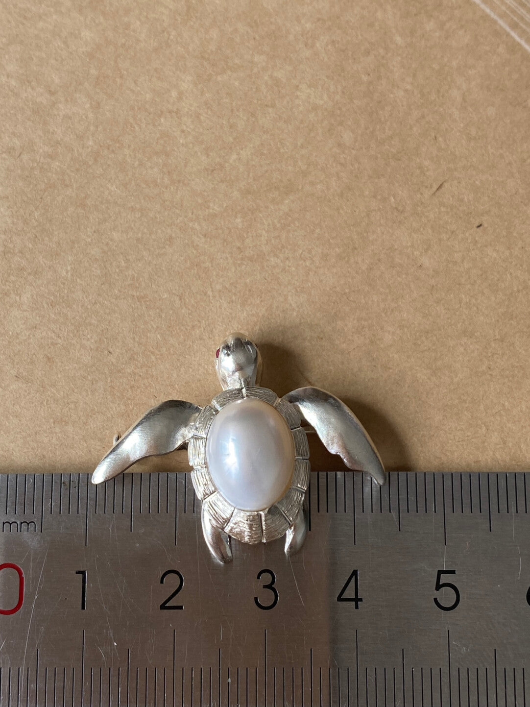 Sterling Silver White Freshwater Baroque Pearl Mozambique Ruby Turtle Brooch, Pendant(one of a kind piece in the world)