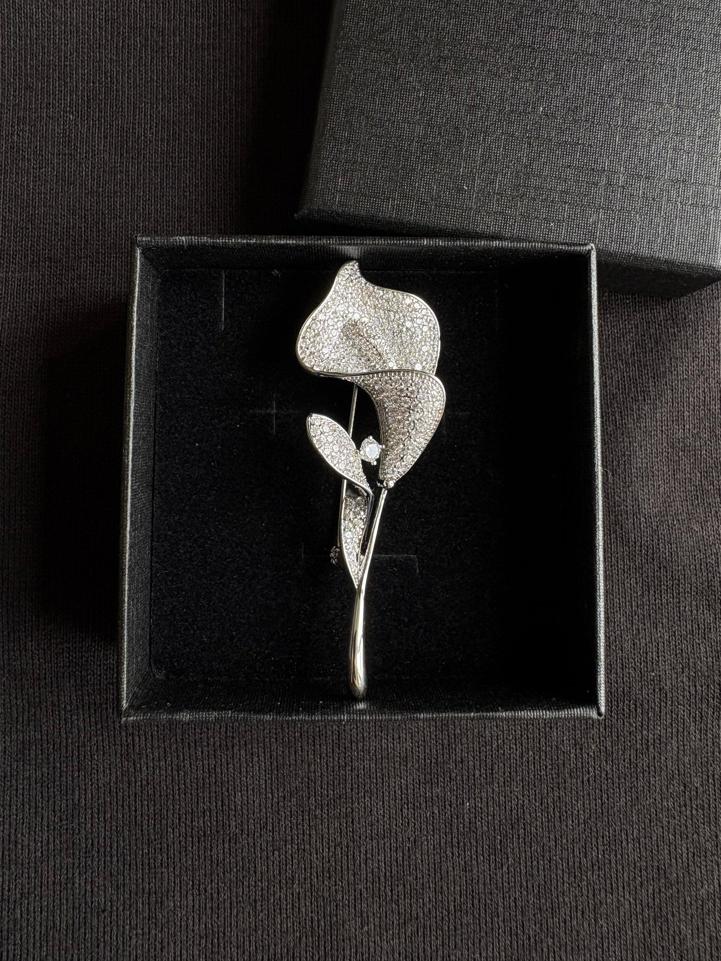 Diamond Gold/Silver Tulip Brooch Pendant