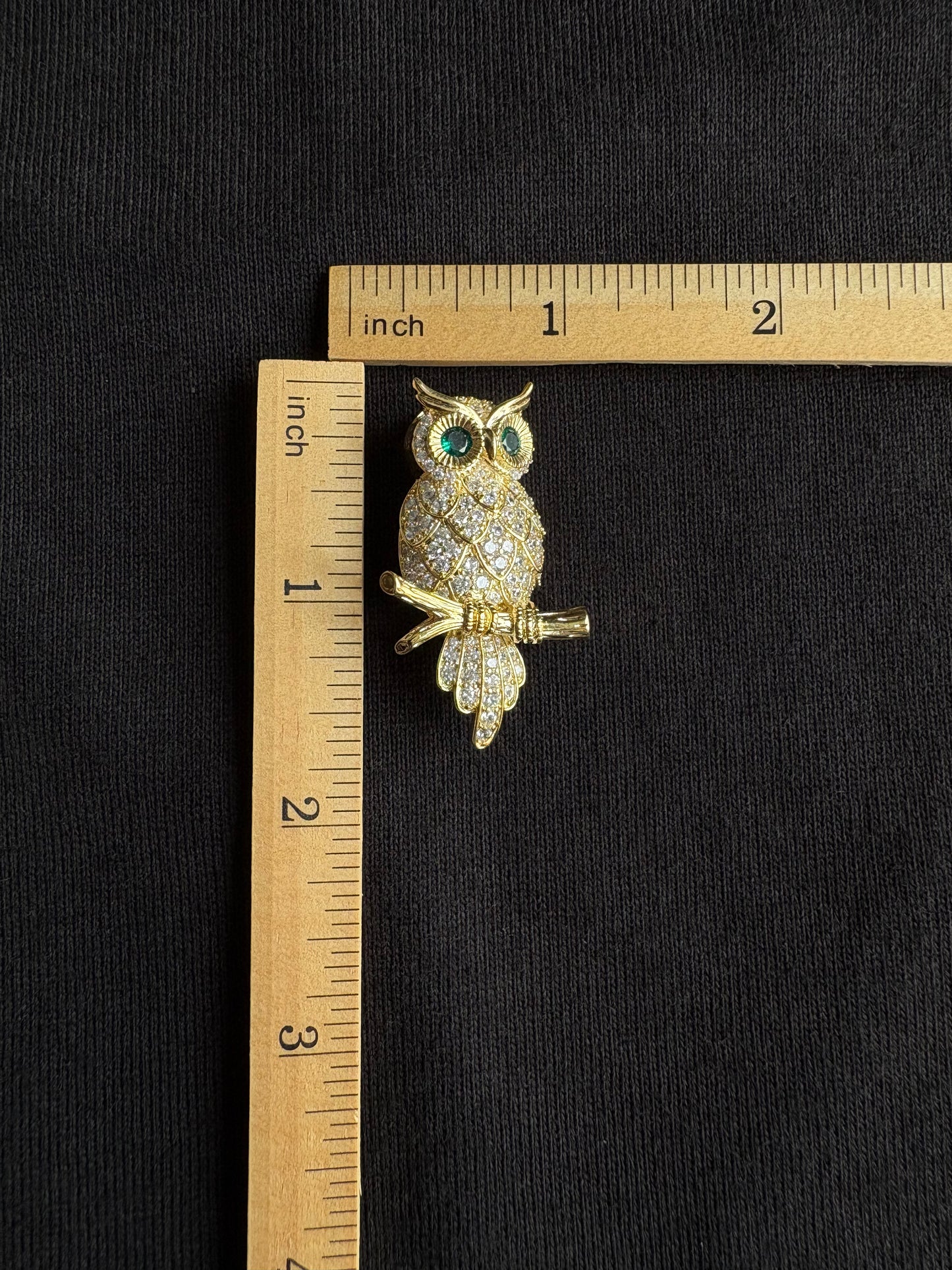 Gold Emerald Owl Brooch Pendant