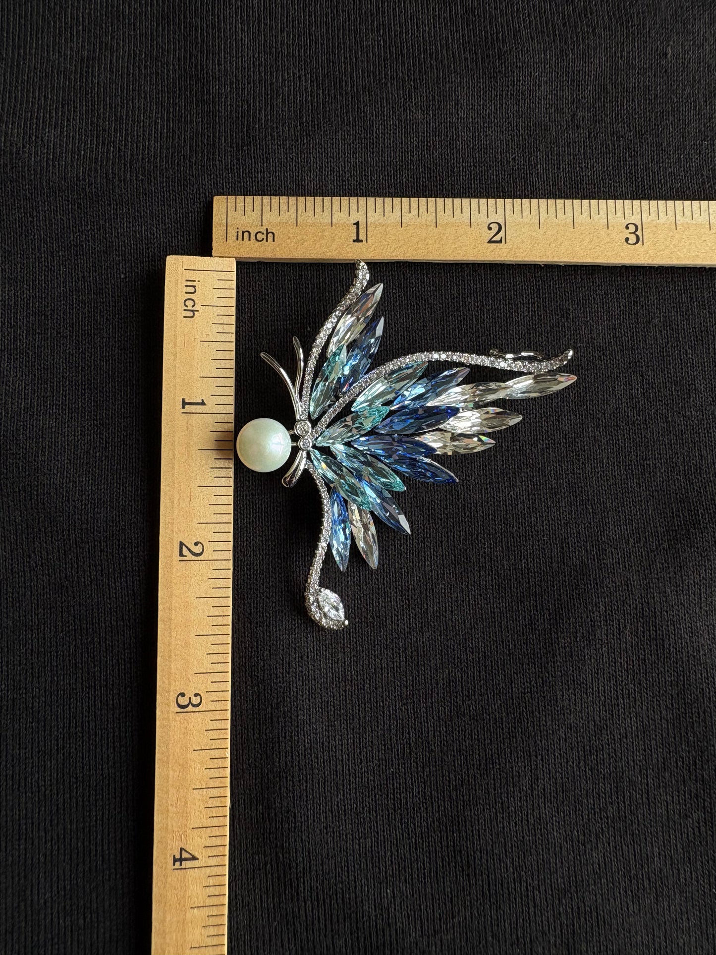 Freshwater pearl red/blue butterfly brooch pendant
