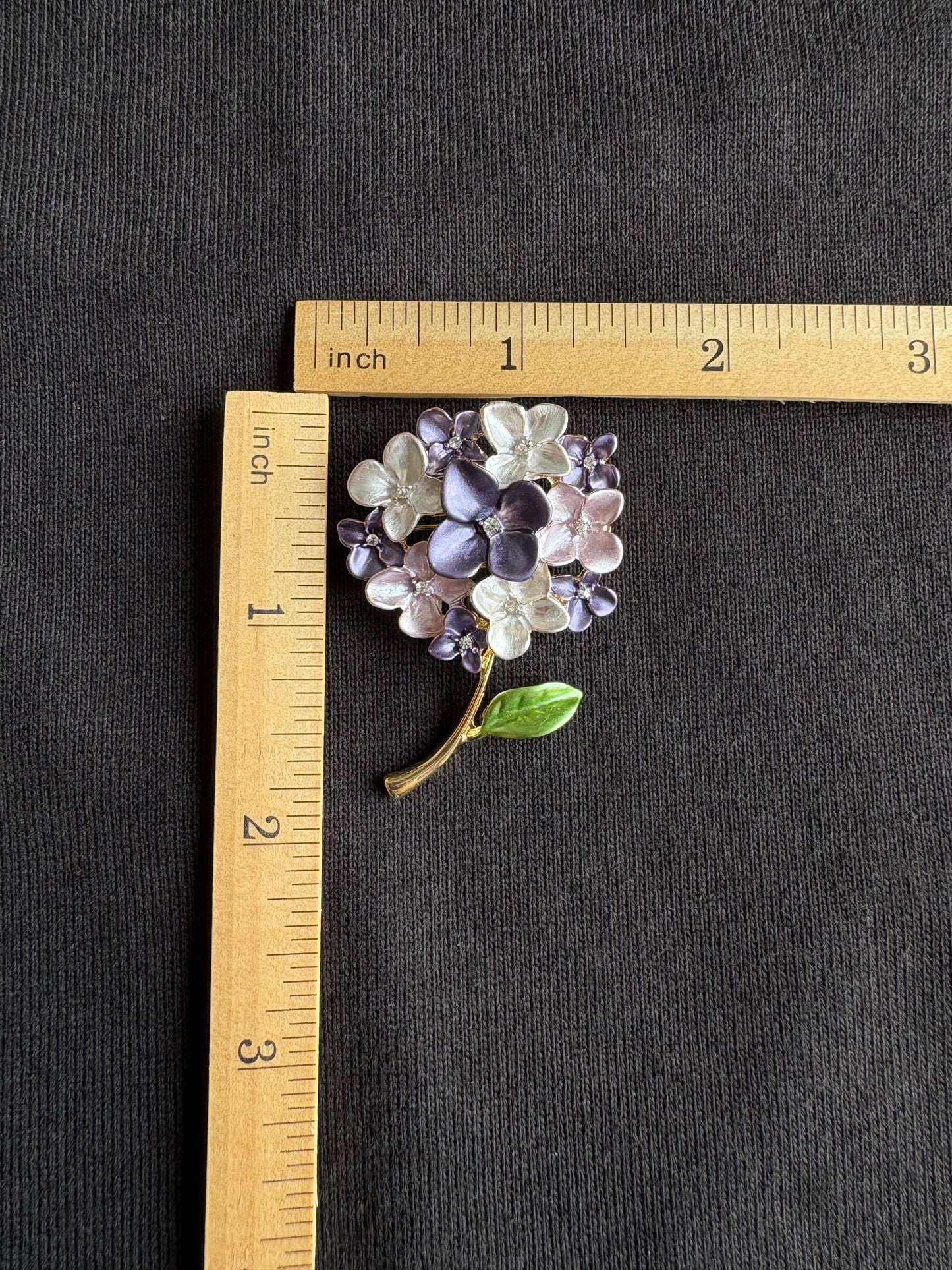 Enamel purple/blue hydrangea brooch pendant