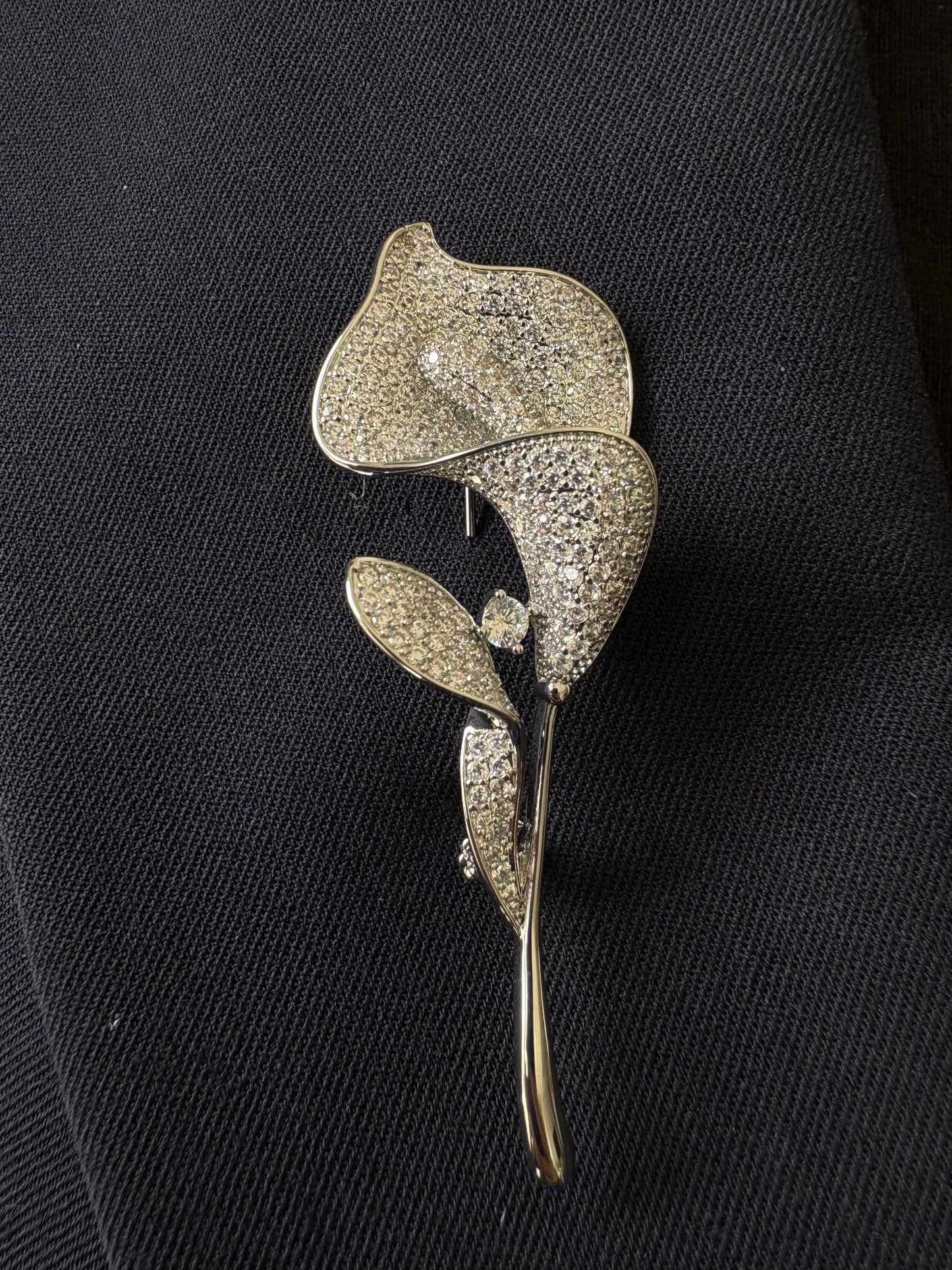 Diamond Gold/Silver Tulip Brooch Pendant