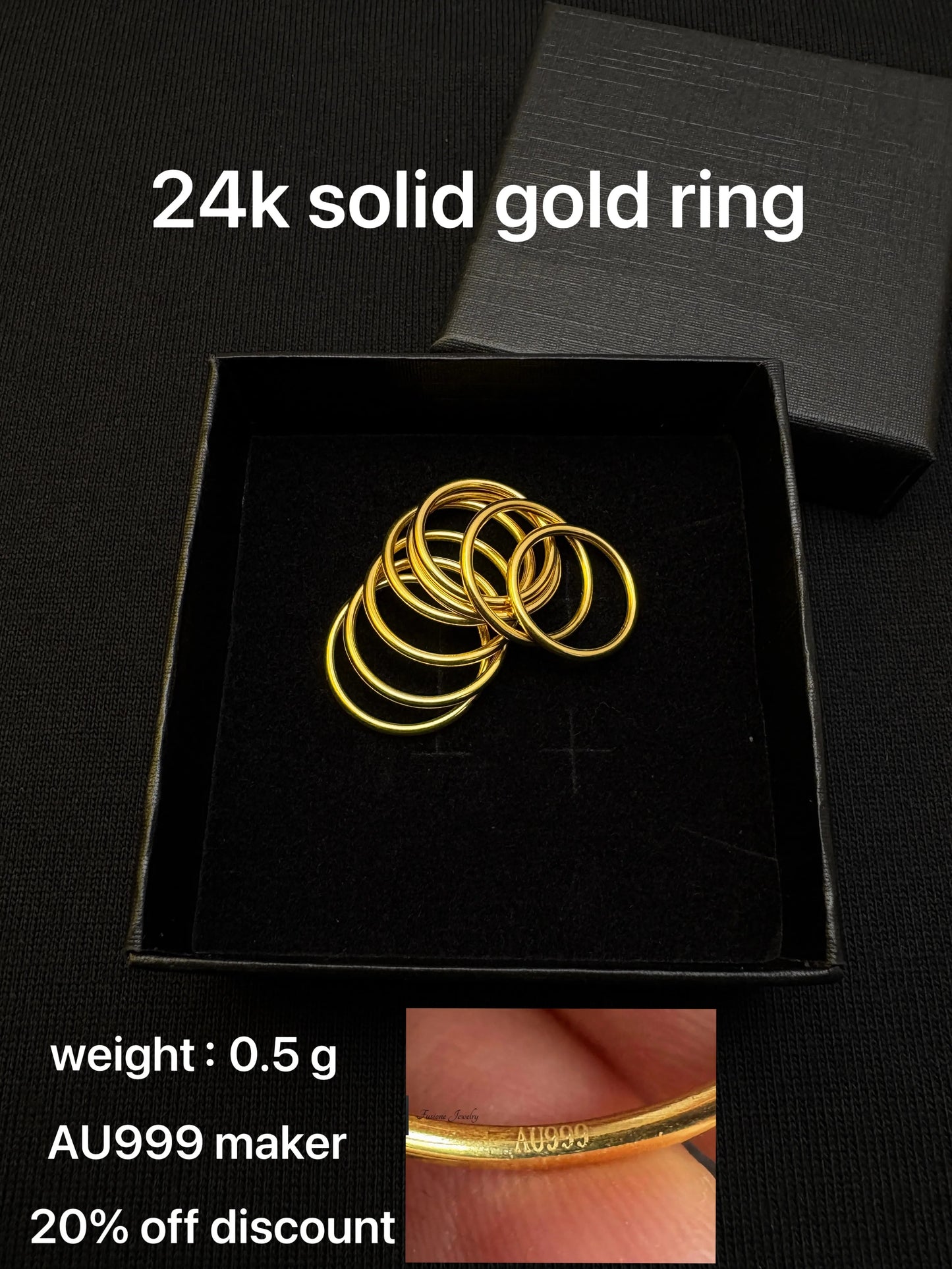 Minimalist 24k solid gold ring,Lasting Value,3D hard gold technology