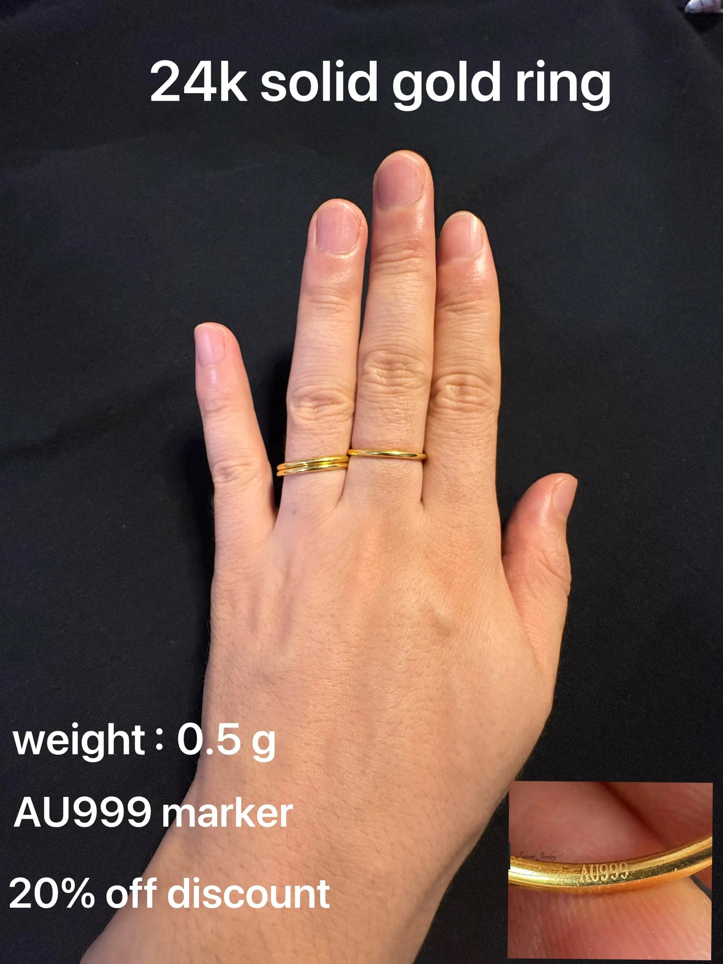 Minimalist 24k solid gold ring,Lasting Value,3D hard gold technology