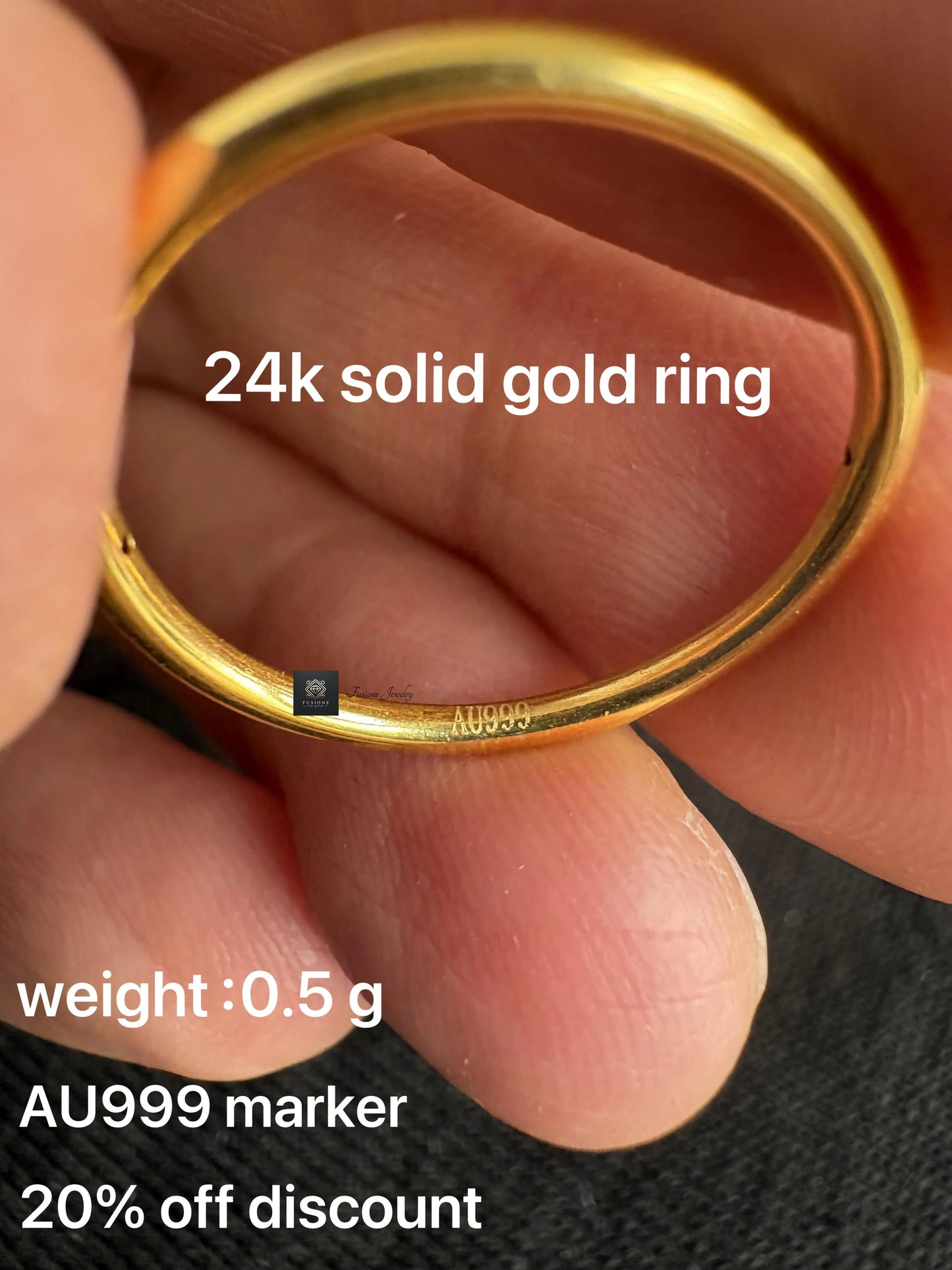 Minimalist 24k solid gold ring,Lasting Value,3D hard gold technology