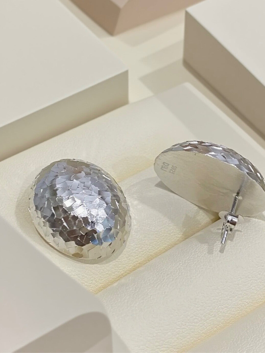 Crafted sterling silver oval studs earrings,gift for her,anniversary gift,birthday gift,gift for girlfriend,gift for mom/grandma