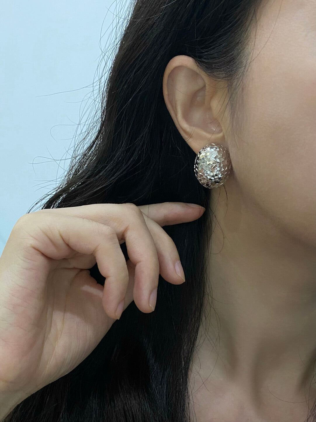 Crafted sterling silver oval studs earrings,gift for her,anniversary gift,birthday gift,gift for girlfriend,gift for mom/grandma