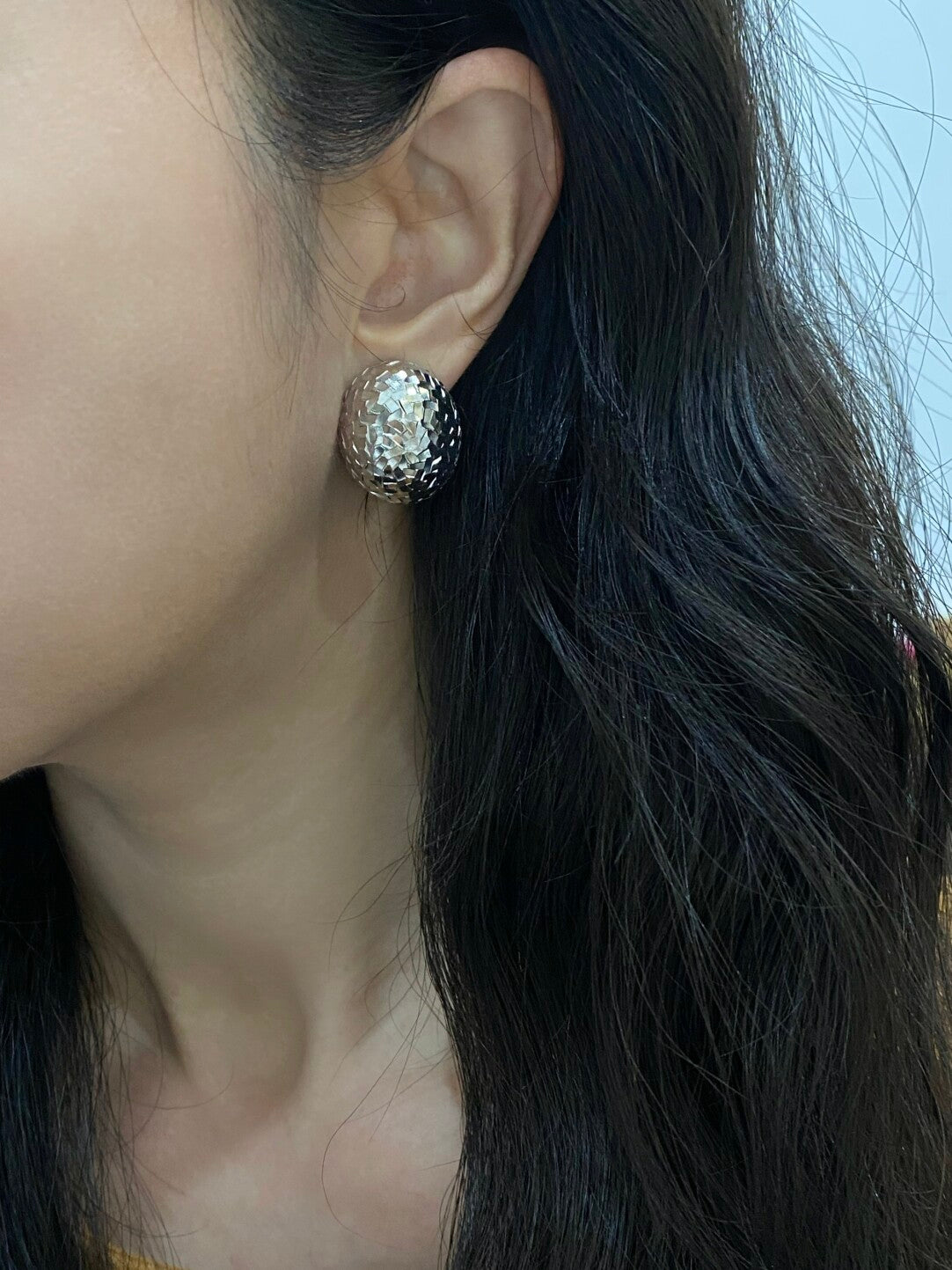 Crafted sterling silver oval studs earrings,gift for her,anniversary gift,birthday gift,gift for girlfriend,gift for mom/grandma