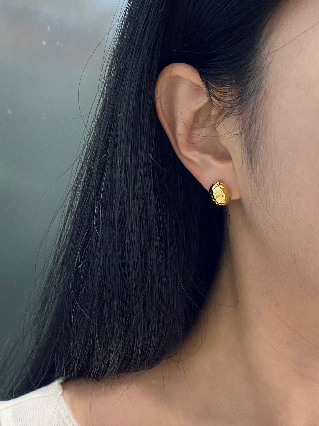 Gold/silver oval bean studs earrings,gift for her,anniversary gift,birthday gift,gift for girlfriend,gift for mom/grandma