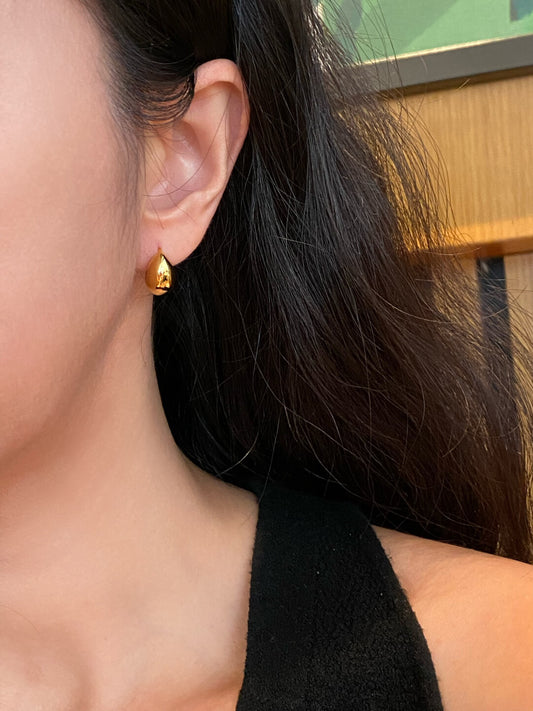 Gold/silver bean shoe-shaped gold ingot studs earrings