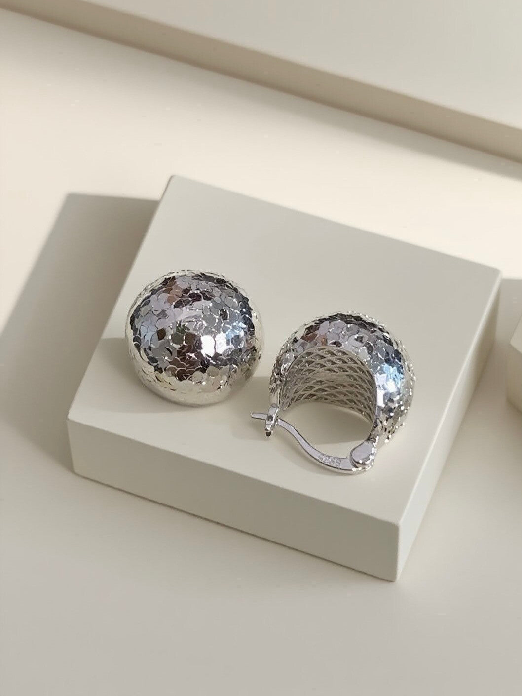 Crafted sterling silver starlight ball studs earrings,gift for her,anniversary gift,birthday gift,gift for girlfriend,gift for mom/grandma