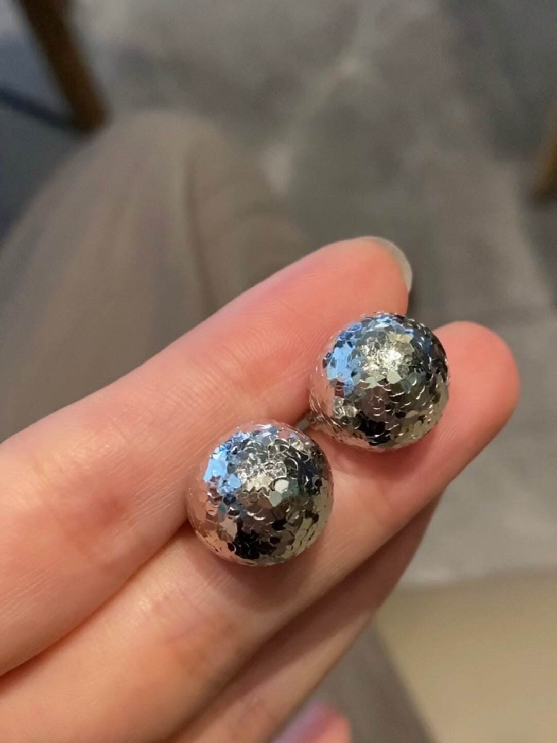 Crafted sterling silver starlight ball studs earrings,gift for her,anniversary gift,birthday gift,gift for girlfriend,gift for mom/grandma