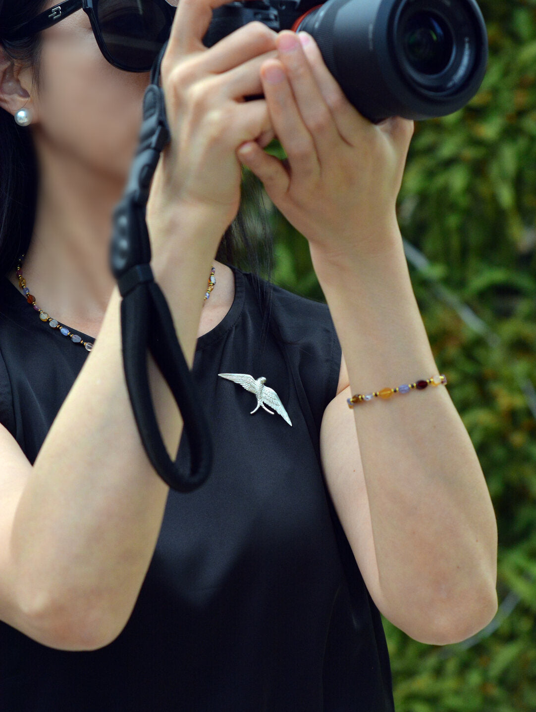 Hand-Carved Sterling Silver Swallow Bird Brooch, Pendant