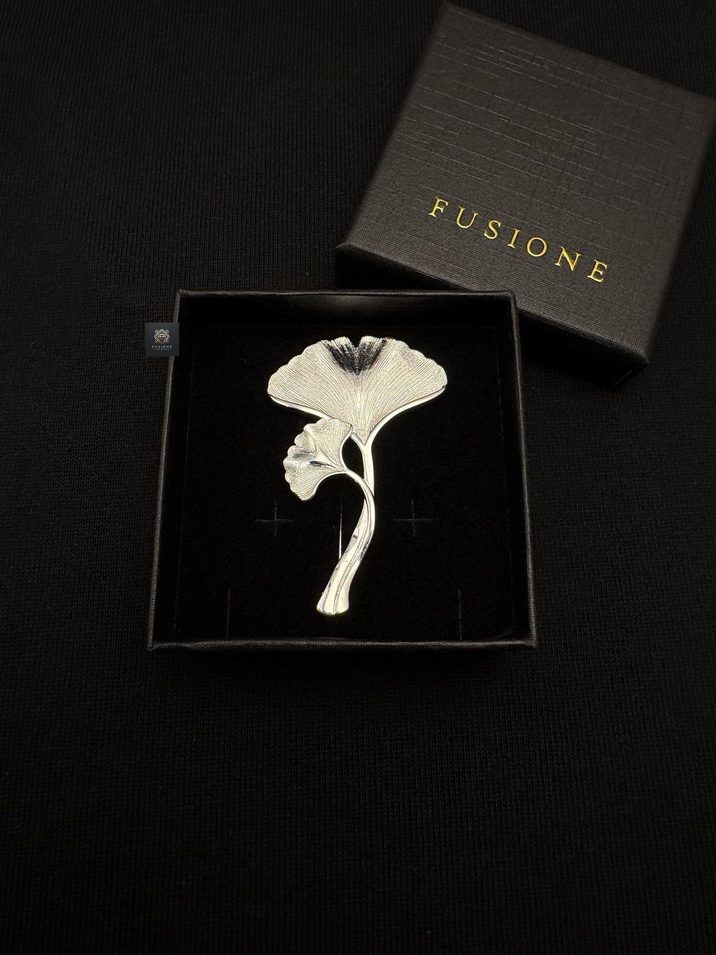 Gold/Silver ginkgo brooch pendant