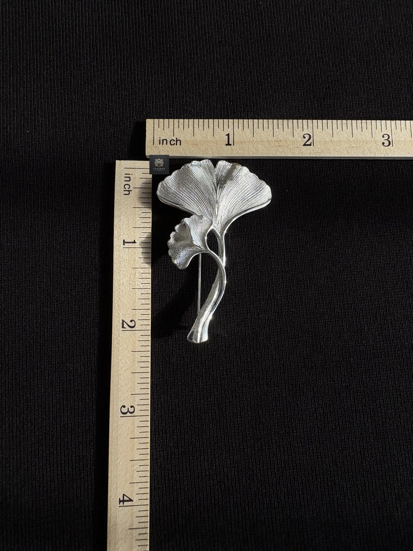 Gold/Silver ginkgo brooch pendant