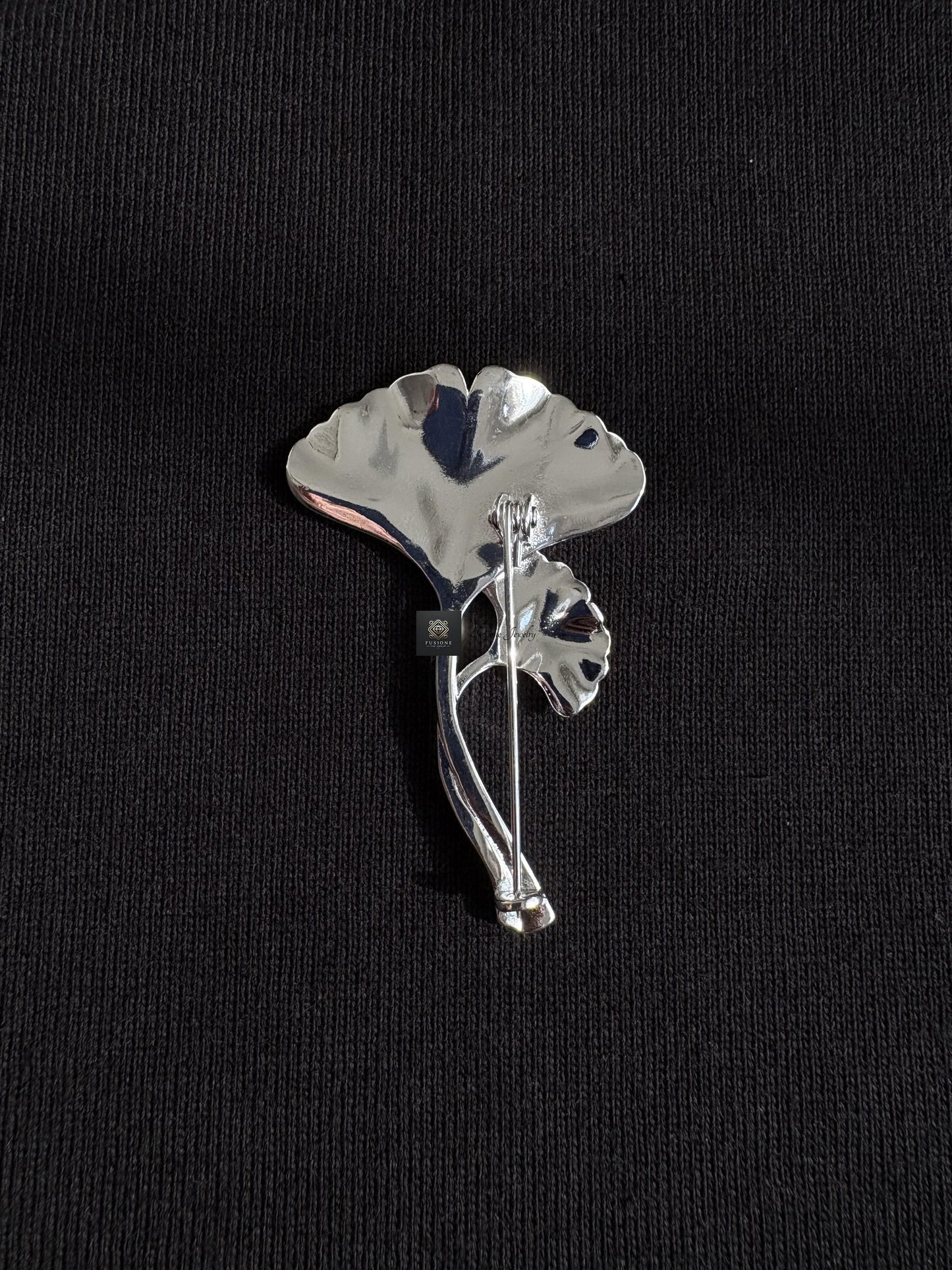 Gold/Silver ginkgo brooch pendant