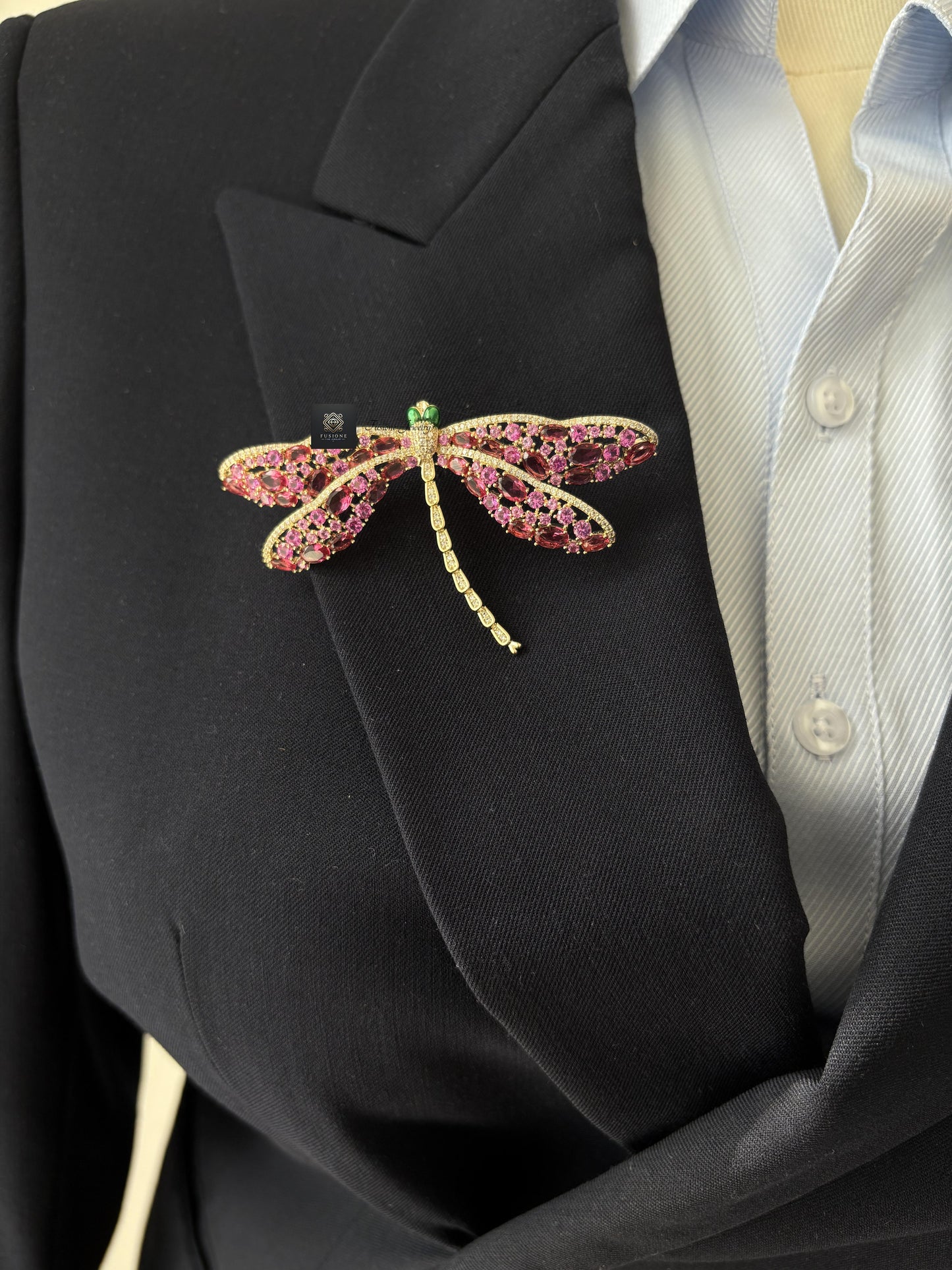 Red dragonfly brooch Pendant