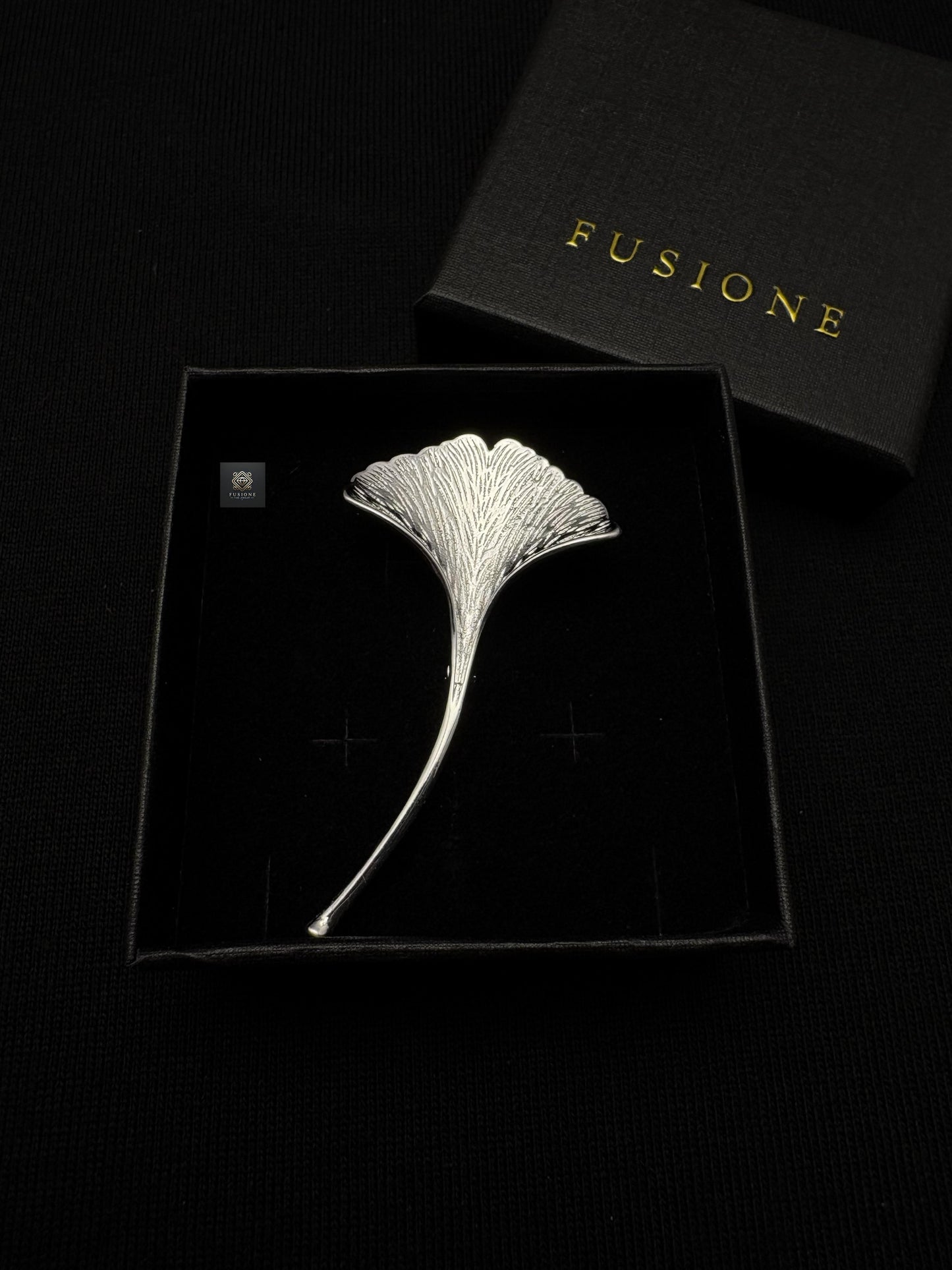 Gold/Silver ginkgo brooch pendant