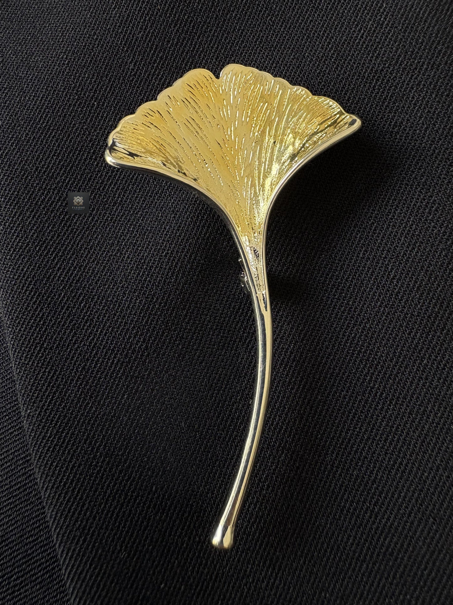 Gold/Silver ginkgo brooch pendant