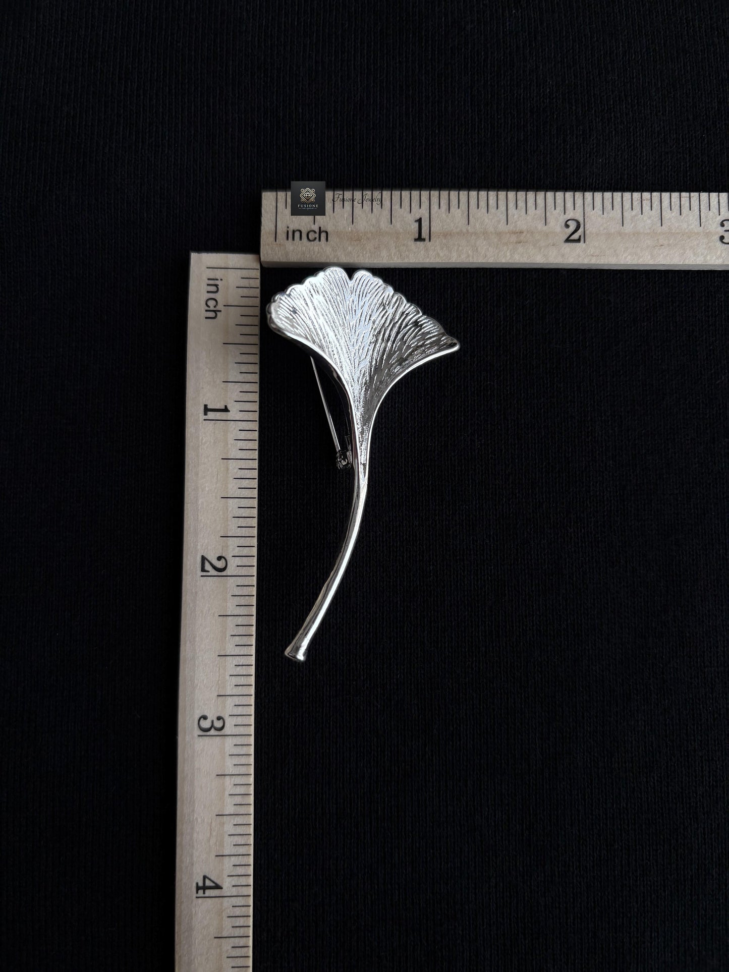Gold/Silver ginkgo brooch pendant