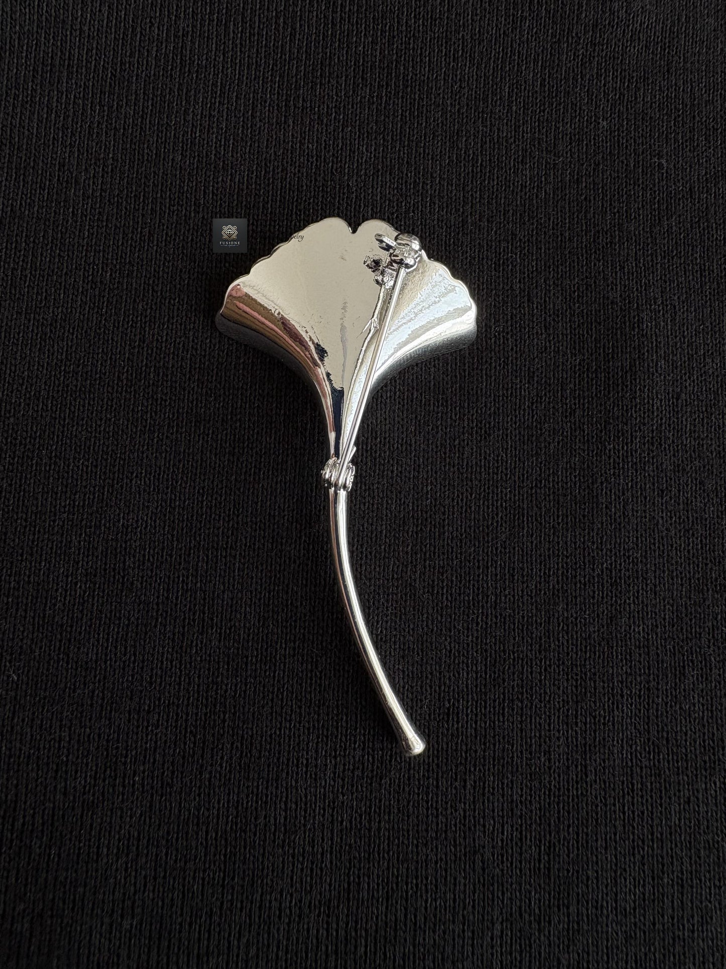 Gold/Silver ginkgo brooch pendant