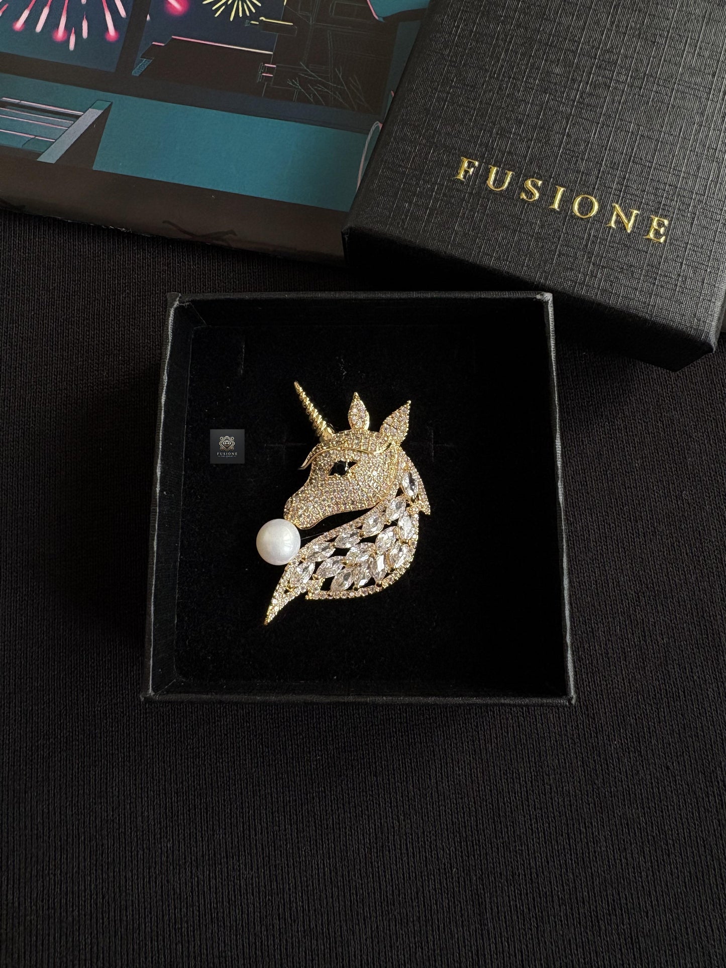 Freshwater Pearl Unicorn brooch Pendant