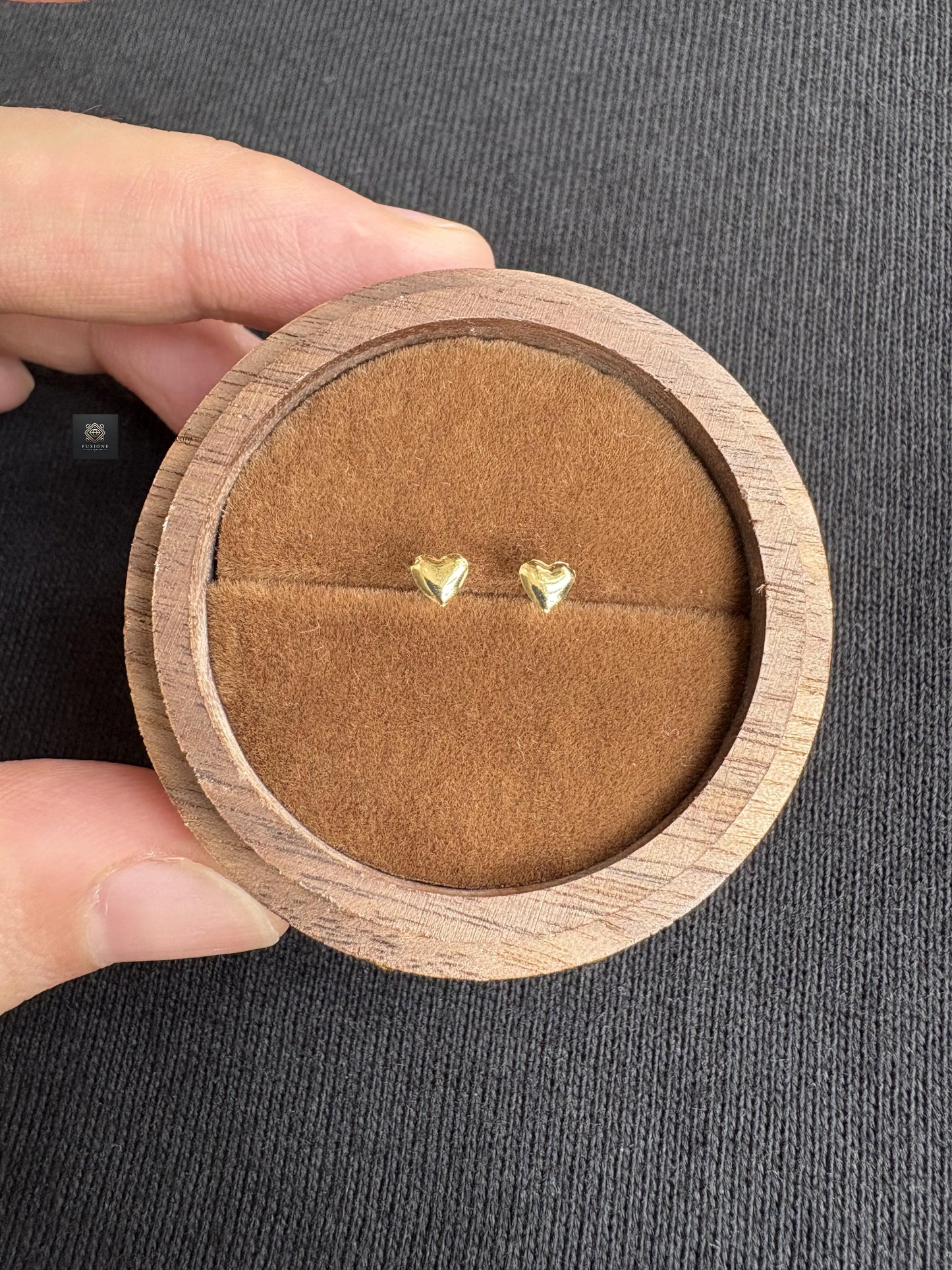 Minimalist 18k Solid gold heart studs,Earrings