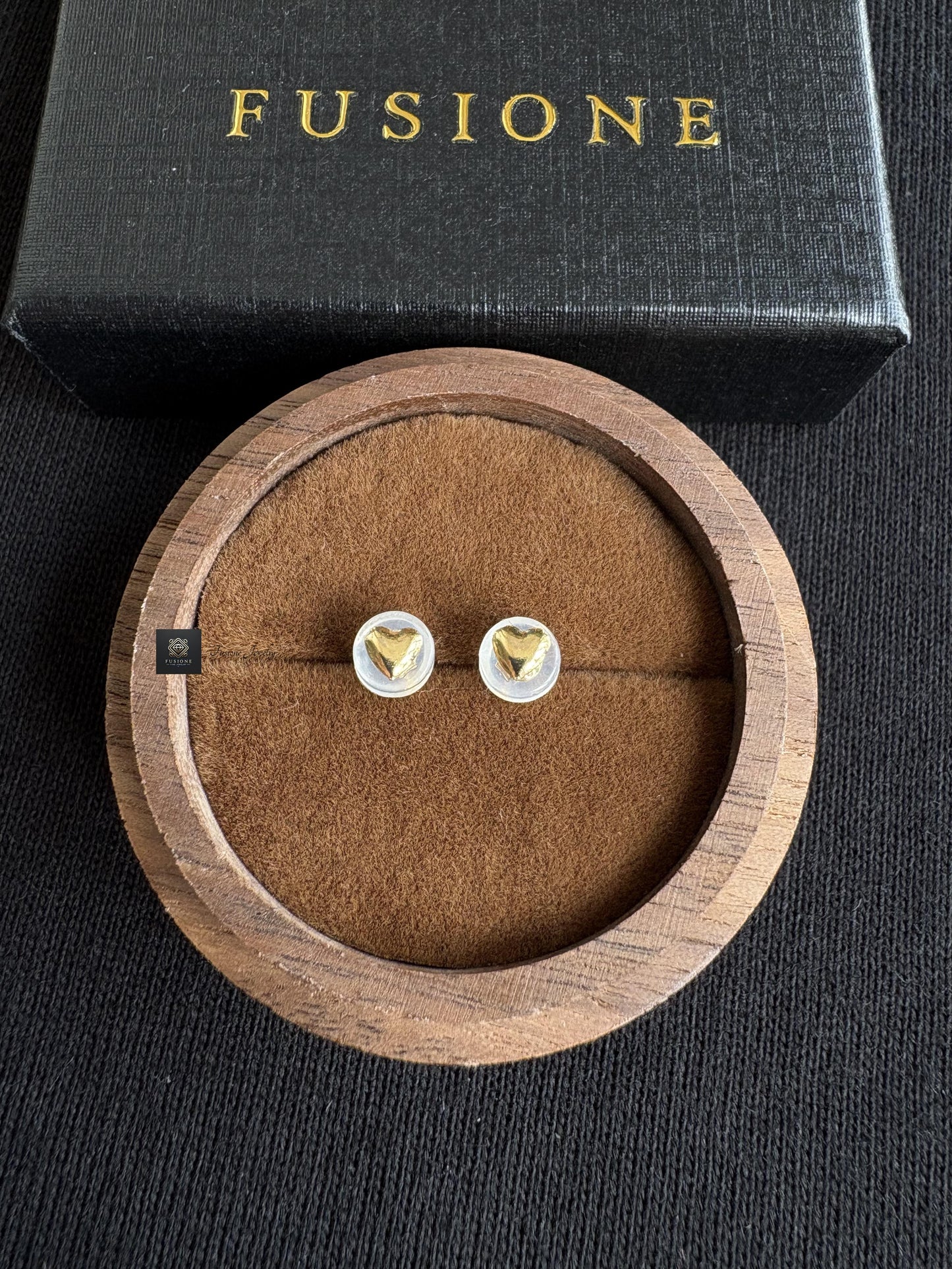 Minimalist 18k Solid gold heart studs,Earrings