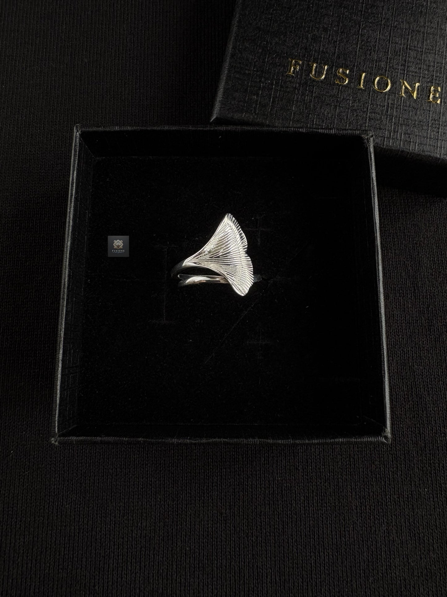 Adjustable S925 Silver ginkgo ring